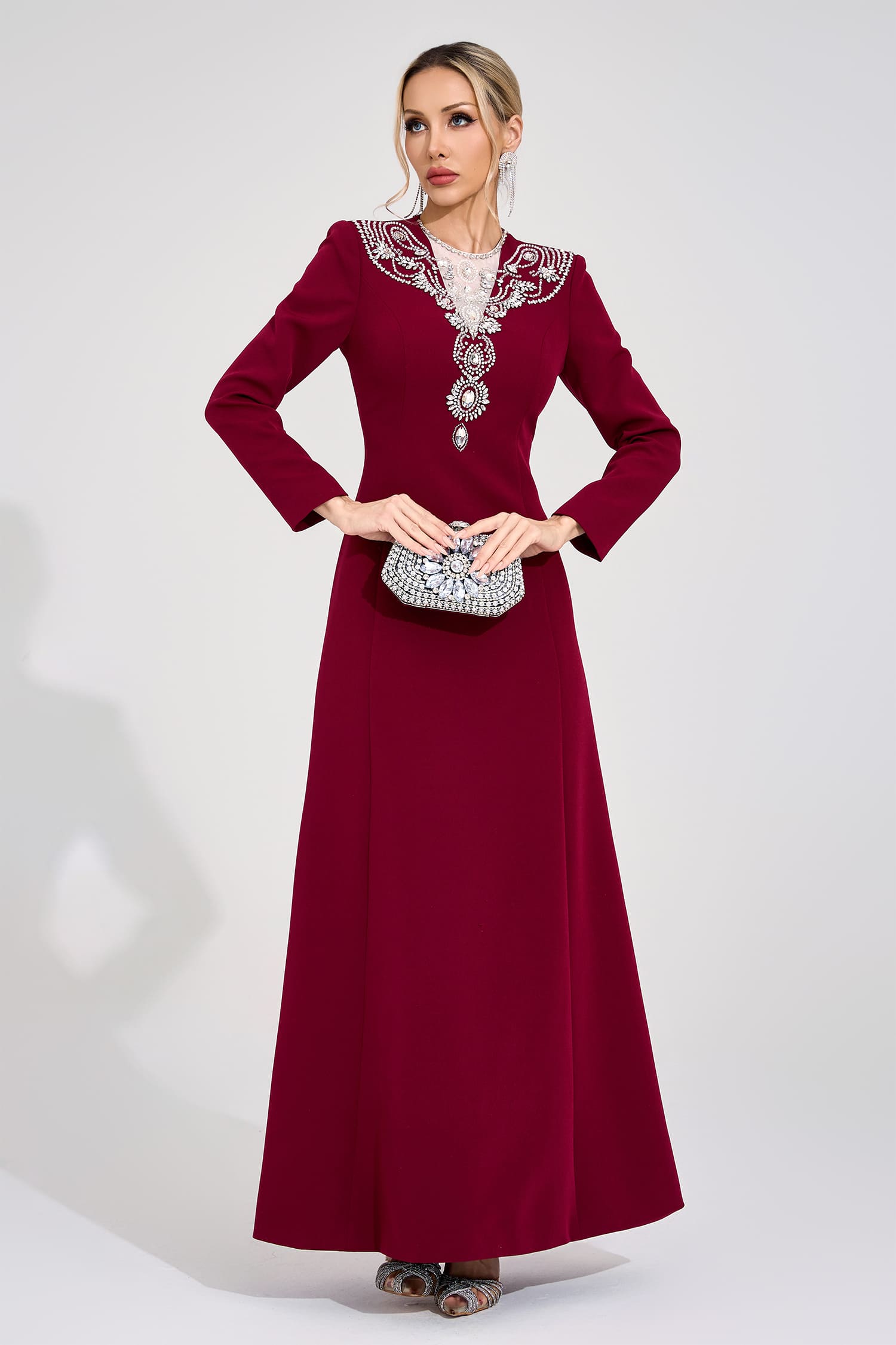Pernilla Red Diamond Maxi Dress