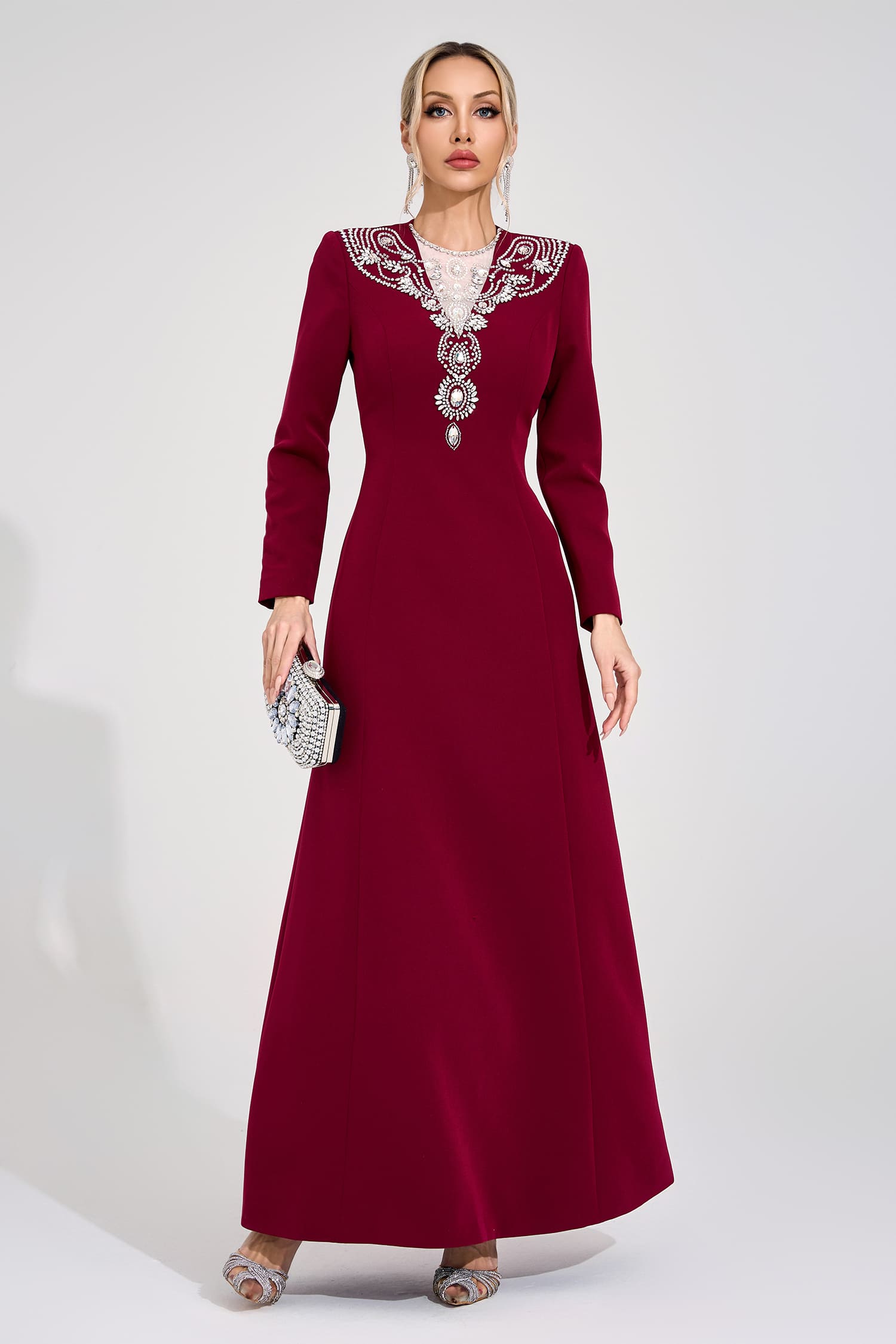 Pernilla Red Diamond Maxi Dress