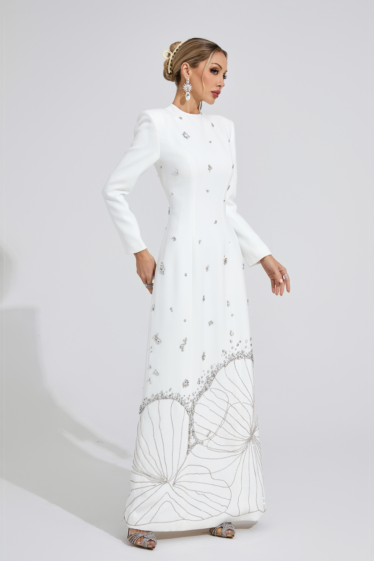 Persephone White Diamond Maxi Dress