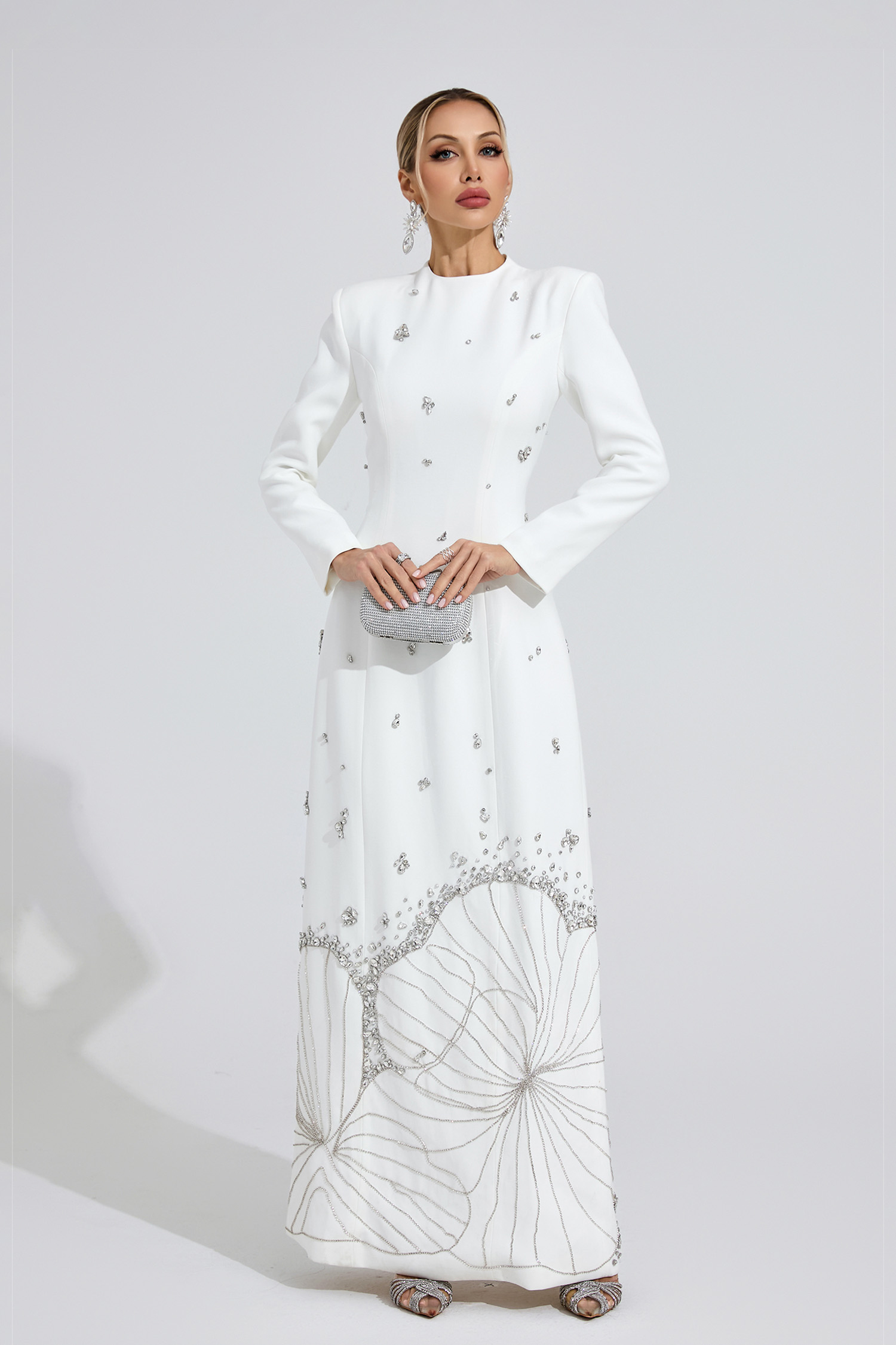 Persephone White Diamond Maxi Dress