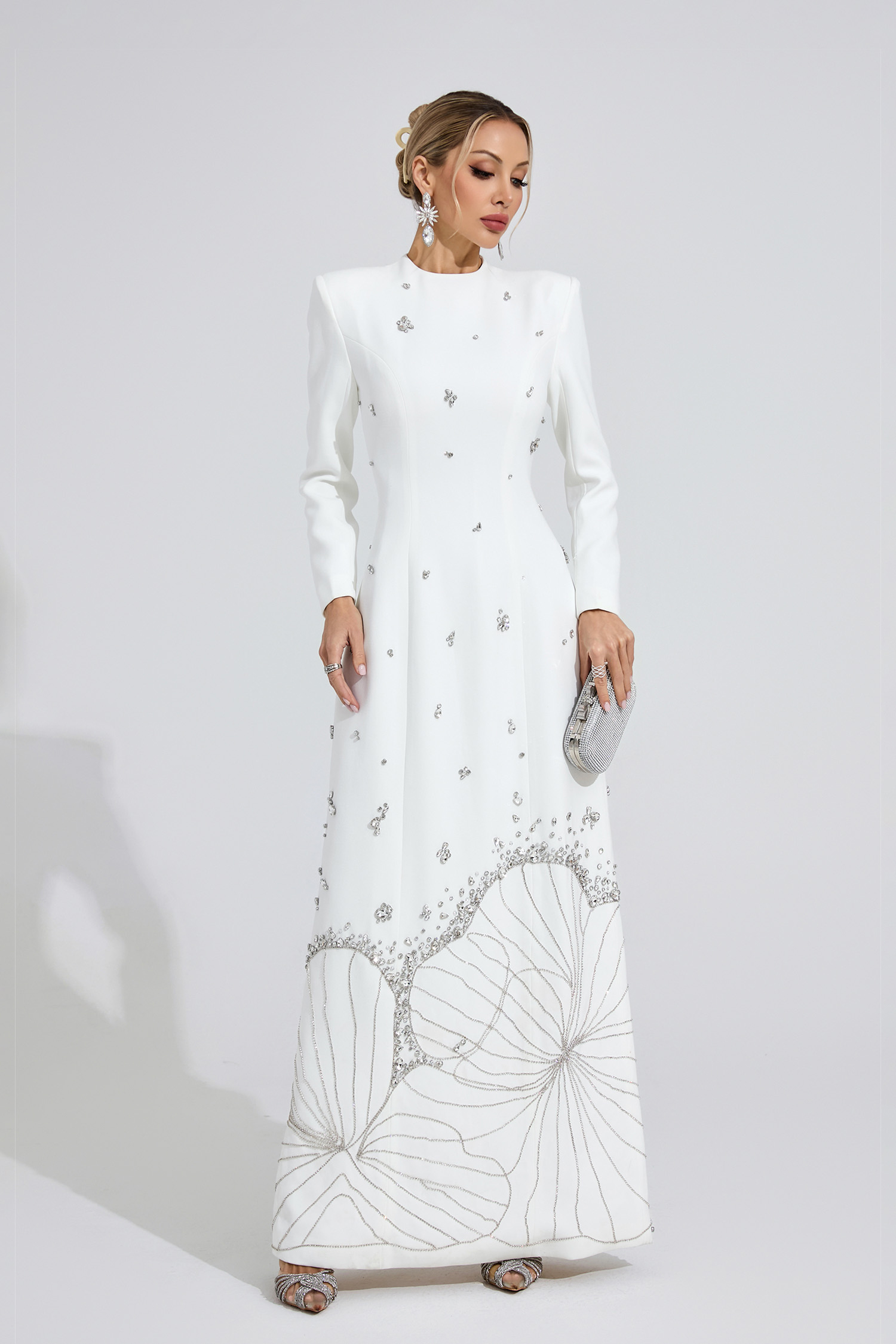 Persephone White Diamond Maxi Dress