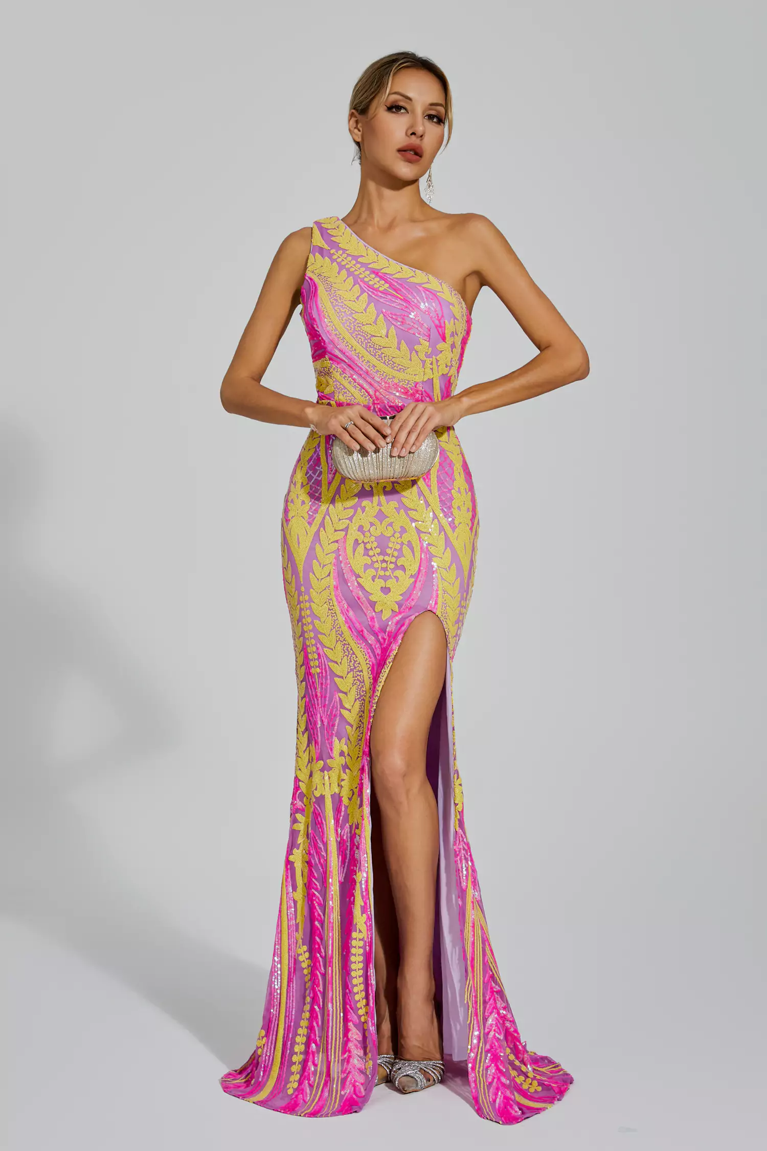 Phelps Yellow Pink Colored Maxi Dress-CATCHALL