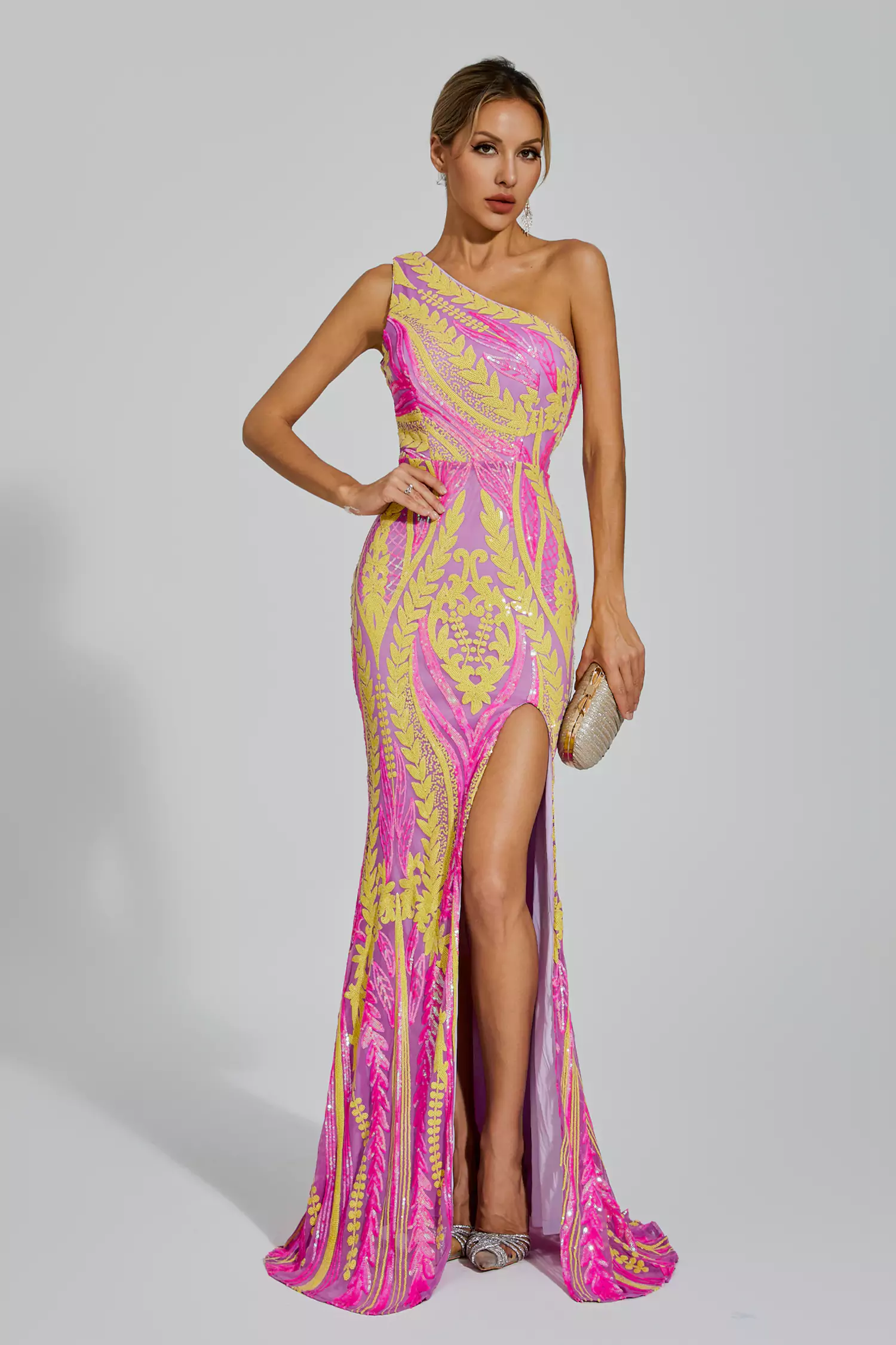 Phelps Yellow Pink Colored Maxi Dress-CATCHALL