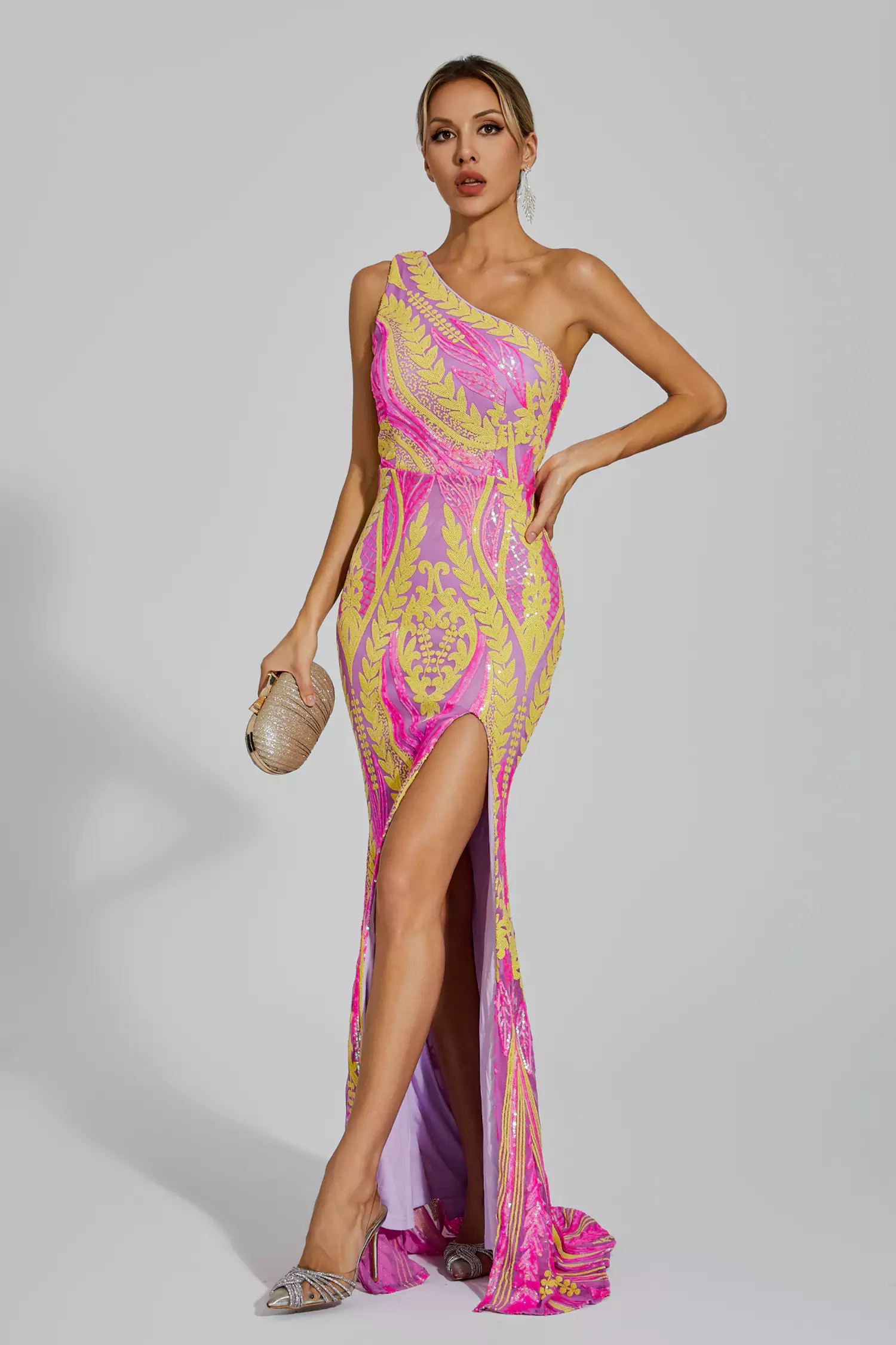 Phelps Yellow Pink Colored Maxi Dress-CATCHALL