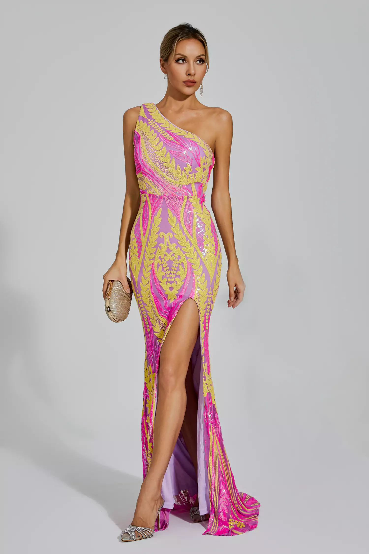 Phelps Yellow Pink Colored Maxi Dress-CATCHALL