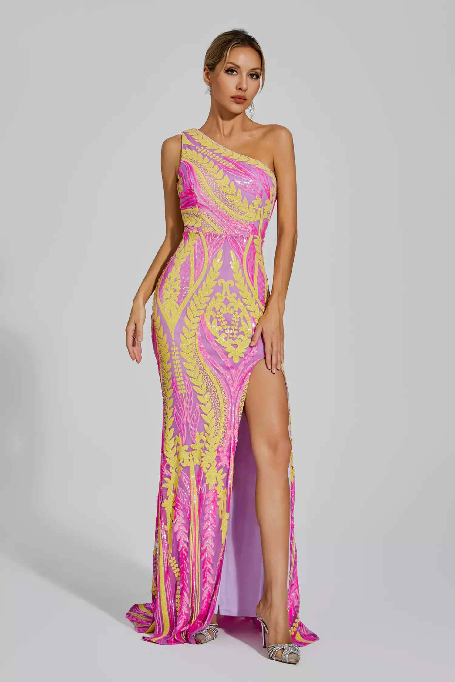 Phelps Yellow Pink Colored Maxi Dress-CATCHALL