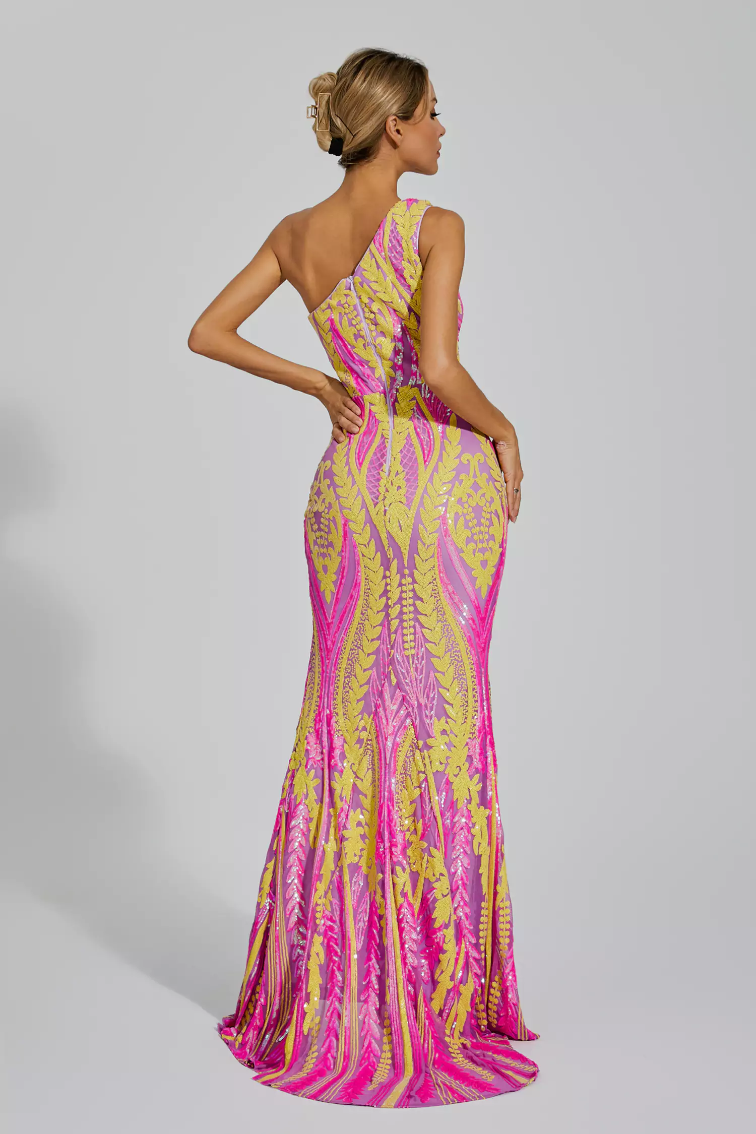 Phelps Yellow Pink Colored Maxi Dress-CATCHALL
