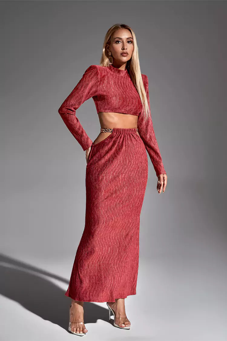 Phoebe Brick Red Chain Set-CATCHALL