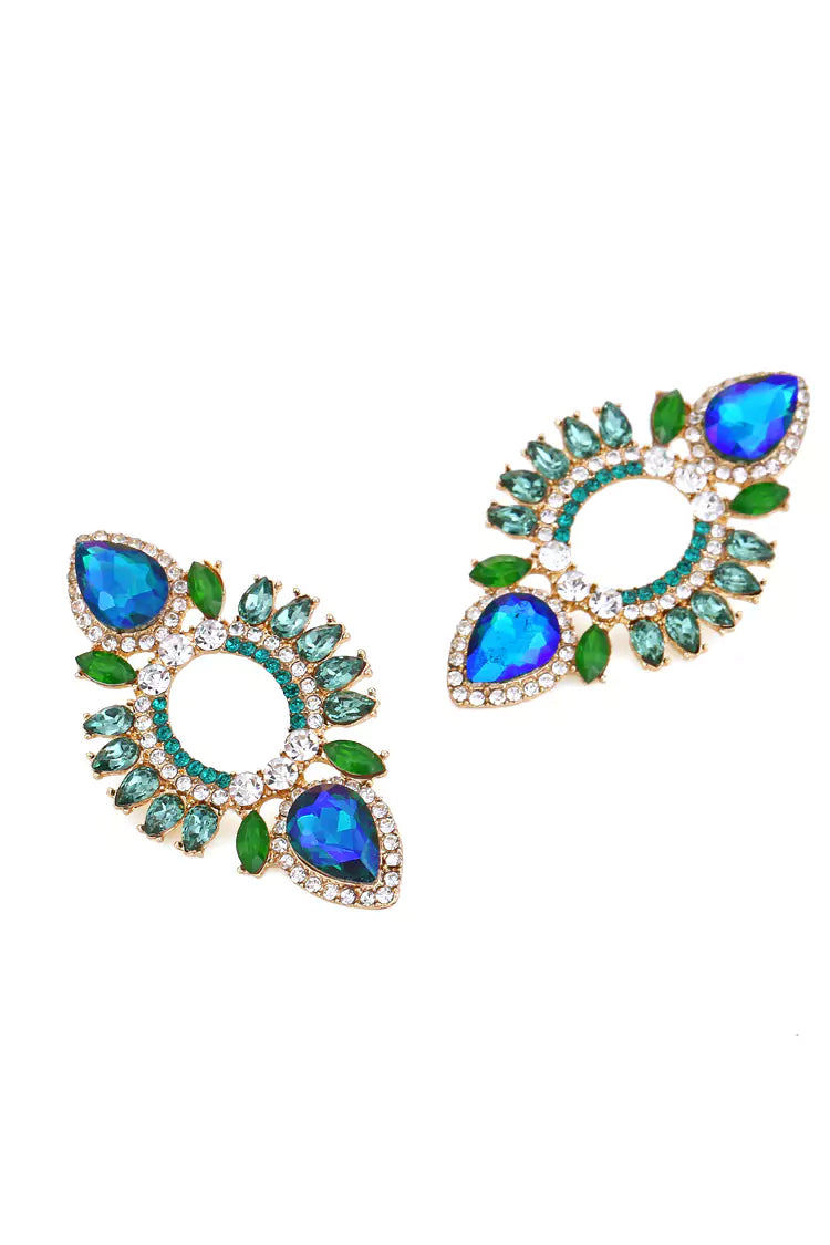 Phoenix Blue Rhinestone Earrings-CATCHALL