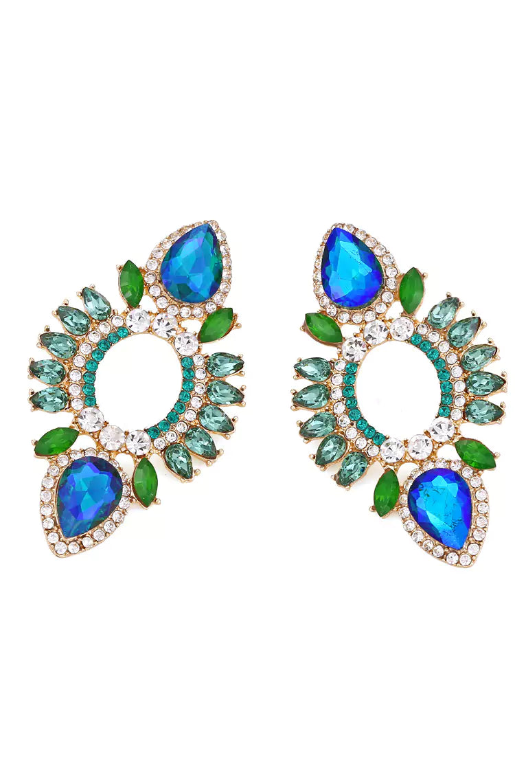 Phoenix Blue Rhinestone Earrings-CATCHALL
