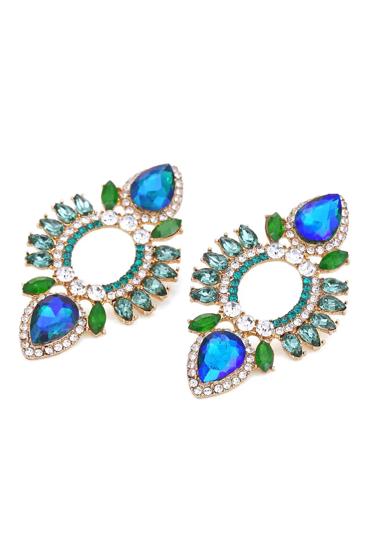 Phoenix Blue Rhinestone Earrings-CATCHALL