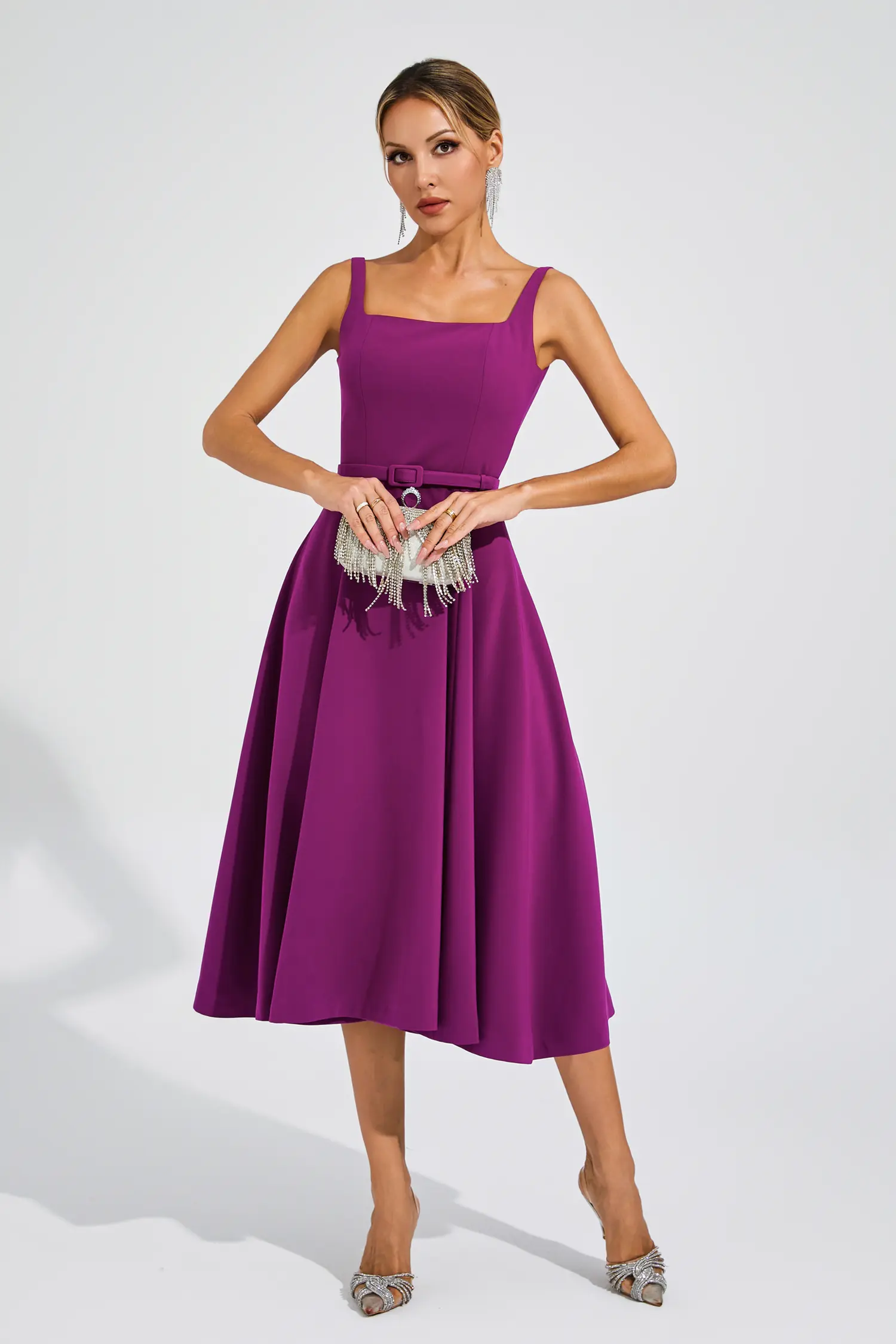 Phyllis Purple Slip Midi Dress-CATCHALL