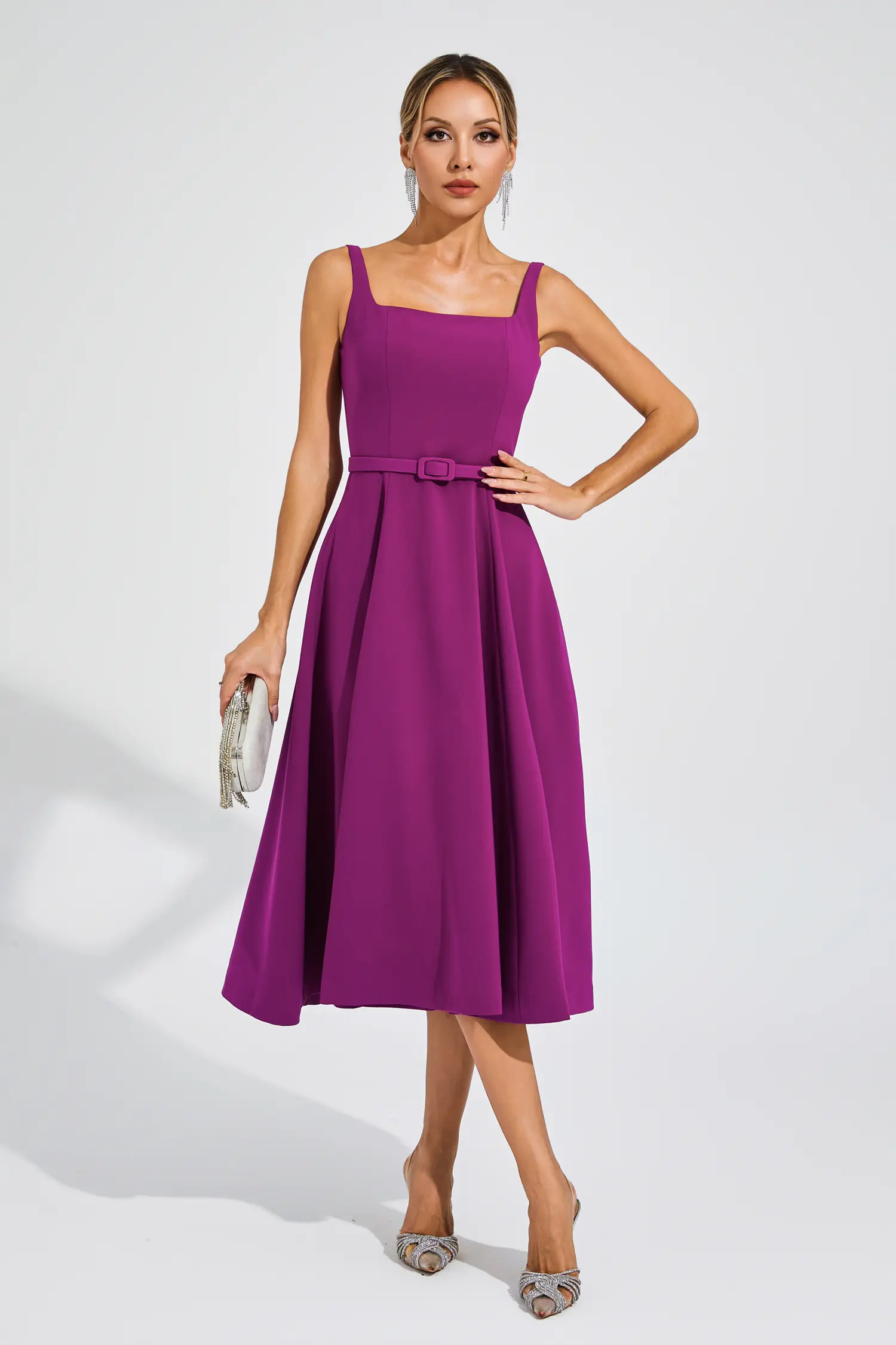 Phyllis Purple Slip Midi Dress-CATCHALL