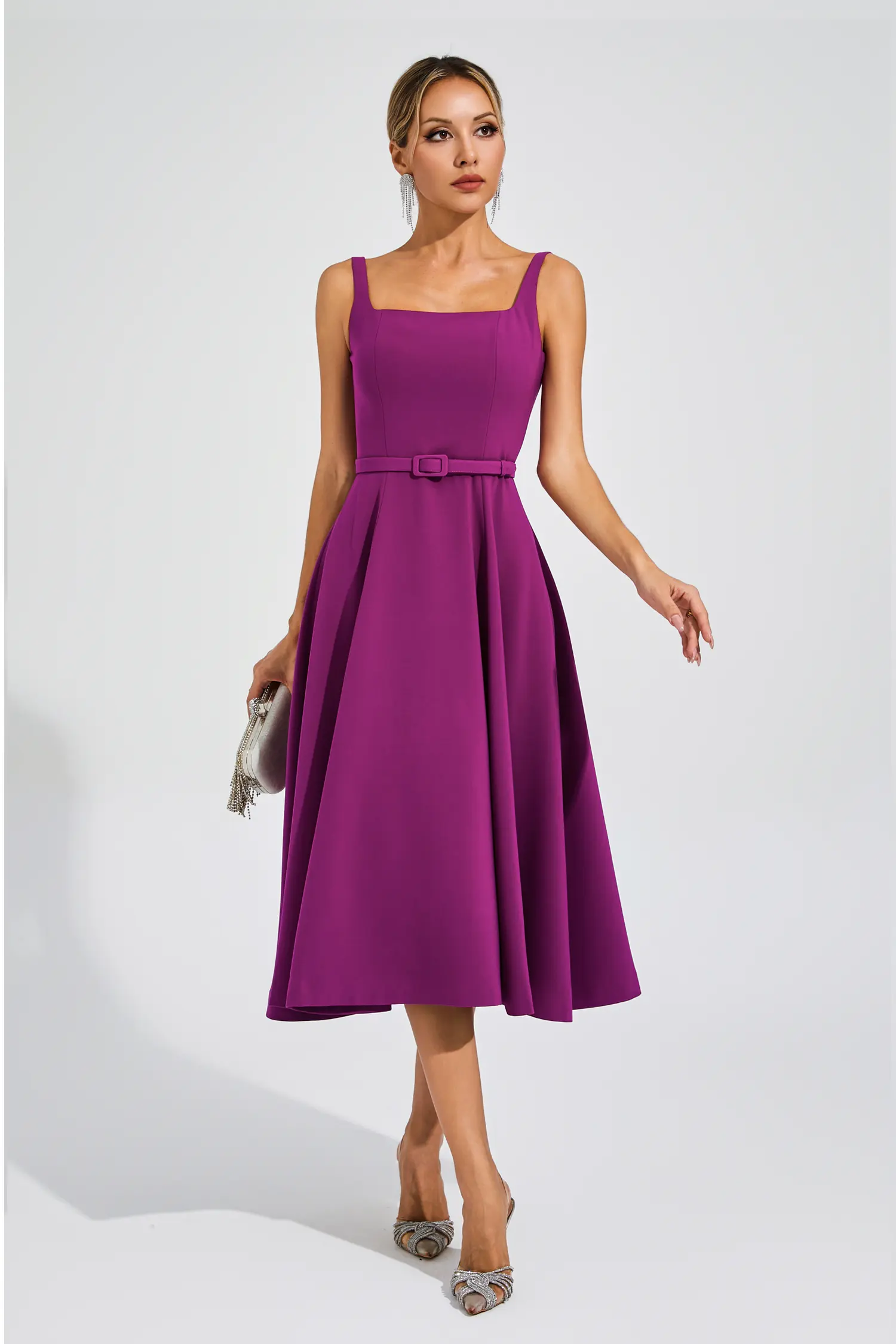 Phyllis Purple Slip Midi Dress-CATCHALL