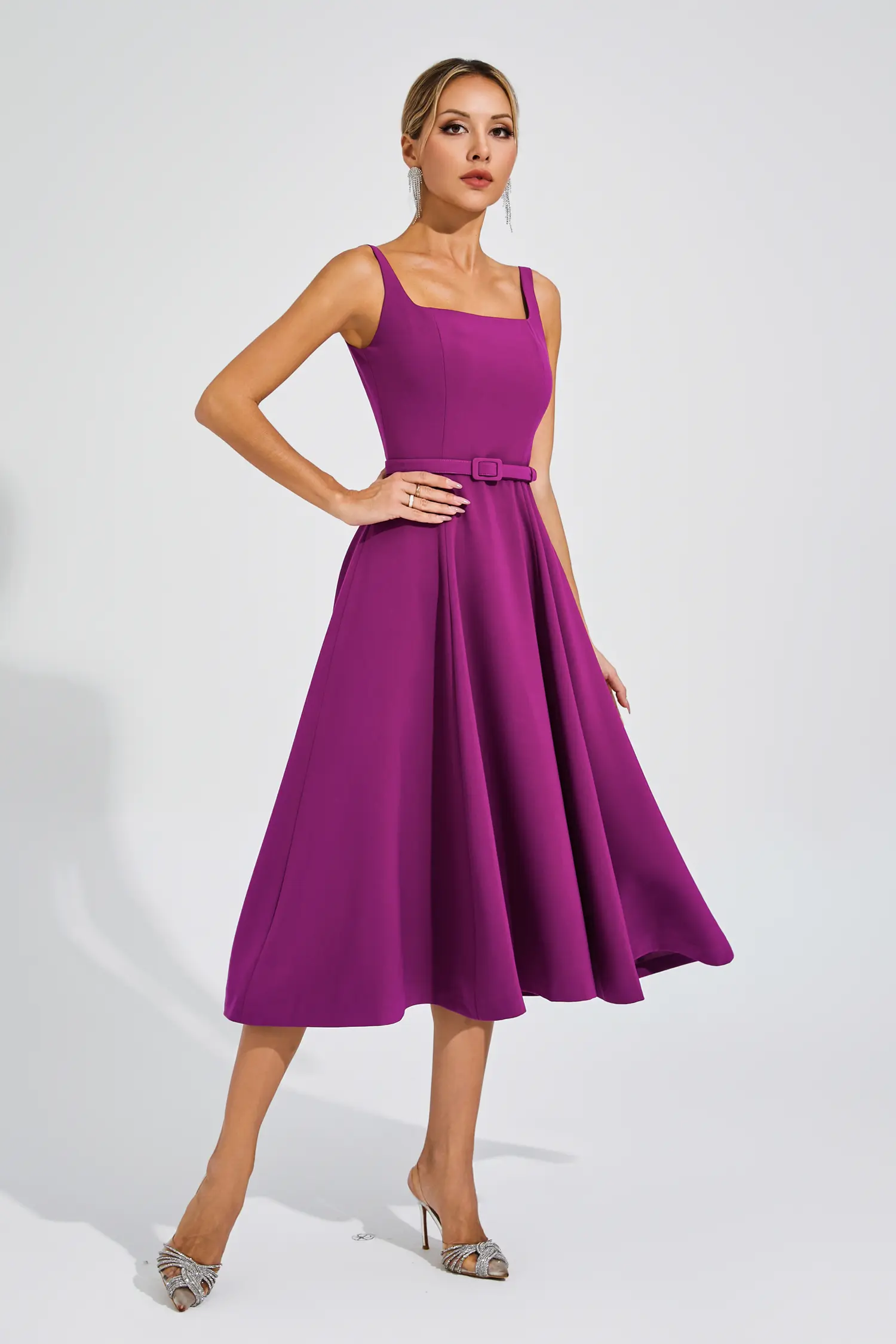 Phyllis Purple Slip Midi Dress-CATCHALL