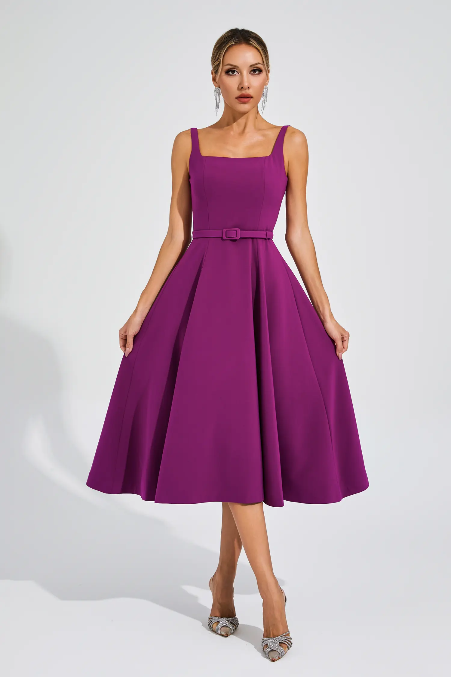 Phyllis Purple Slip Midi Dress-CATCHALL