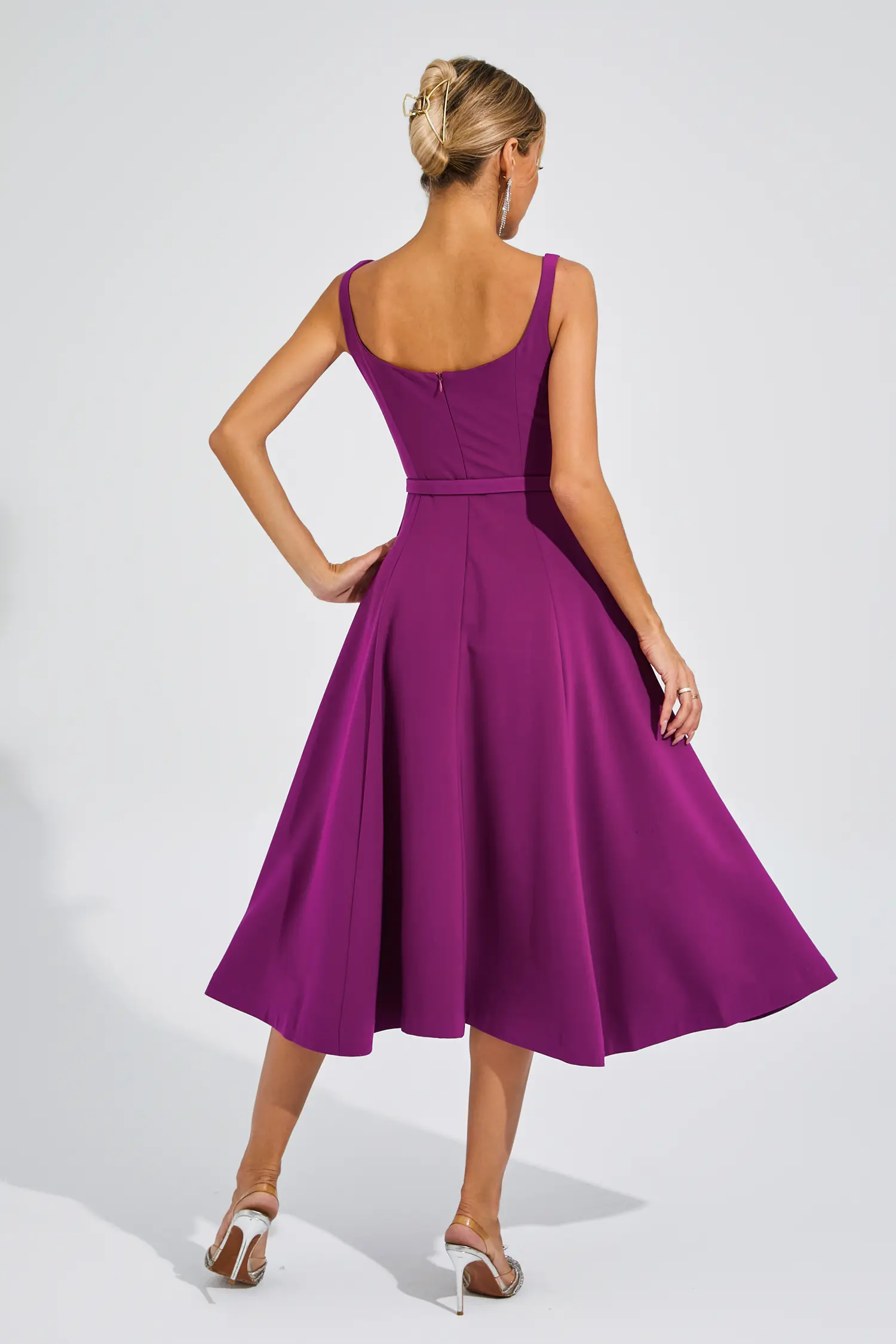 Phyllis Purple Slip Midi Dress-CATCHALL