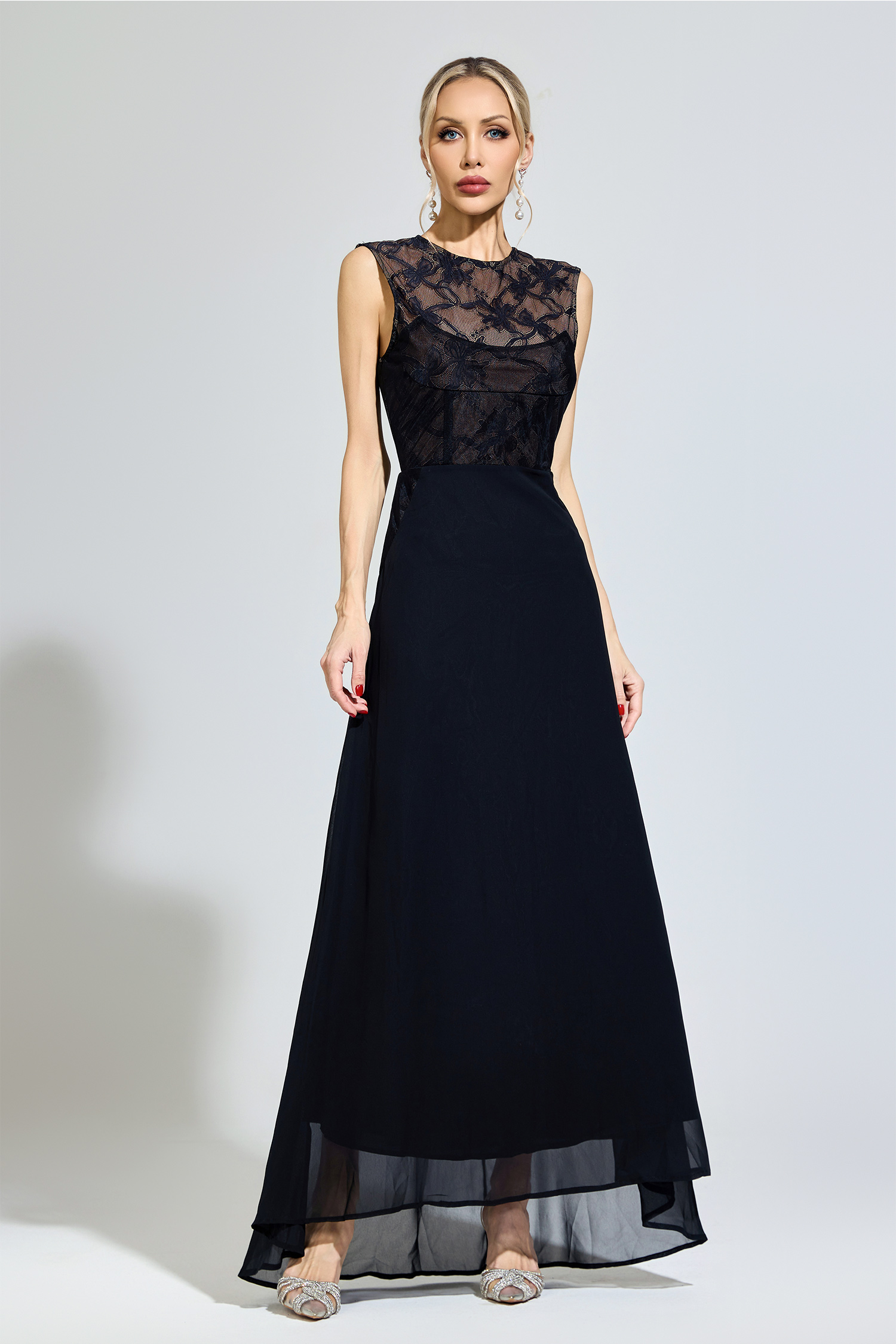 Plato Black Lace Formal Dress
