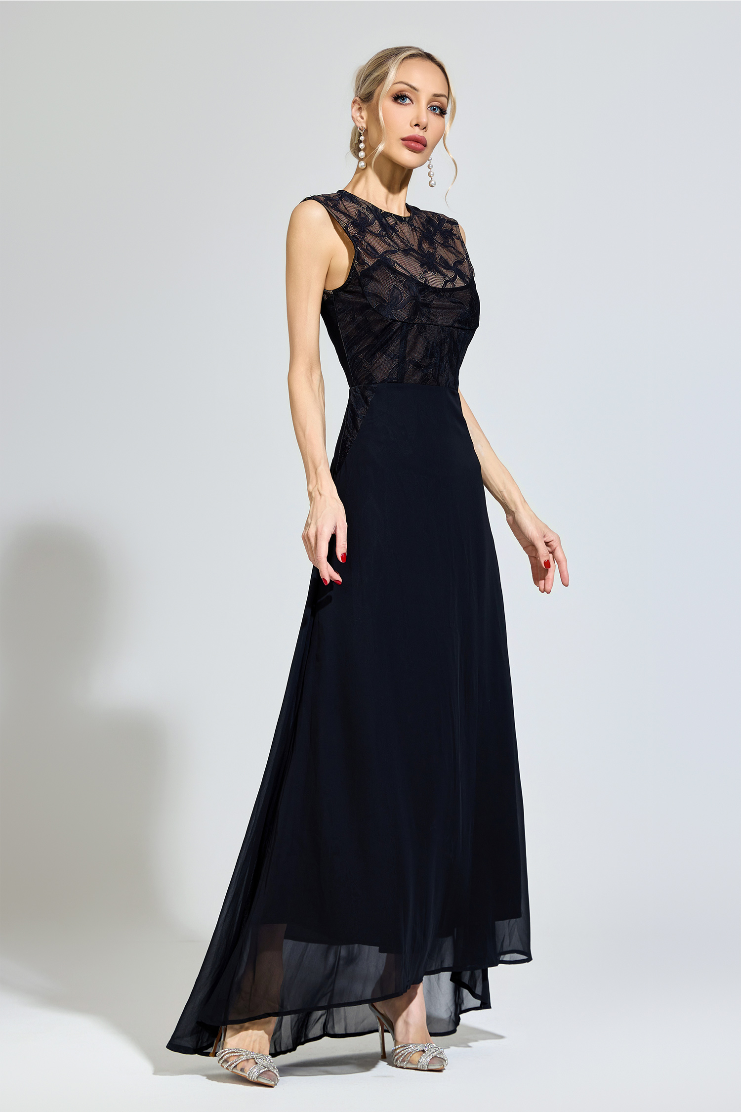 Plato Black Lace Formal Dress