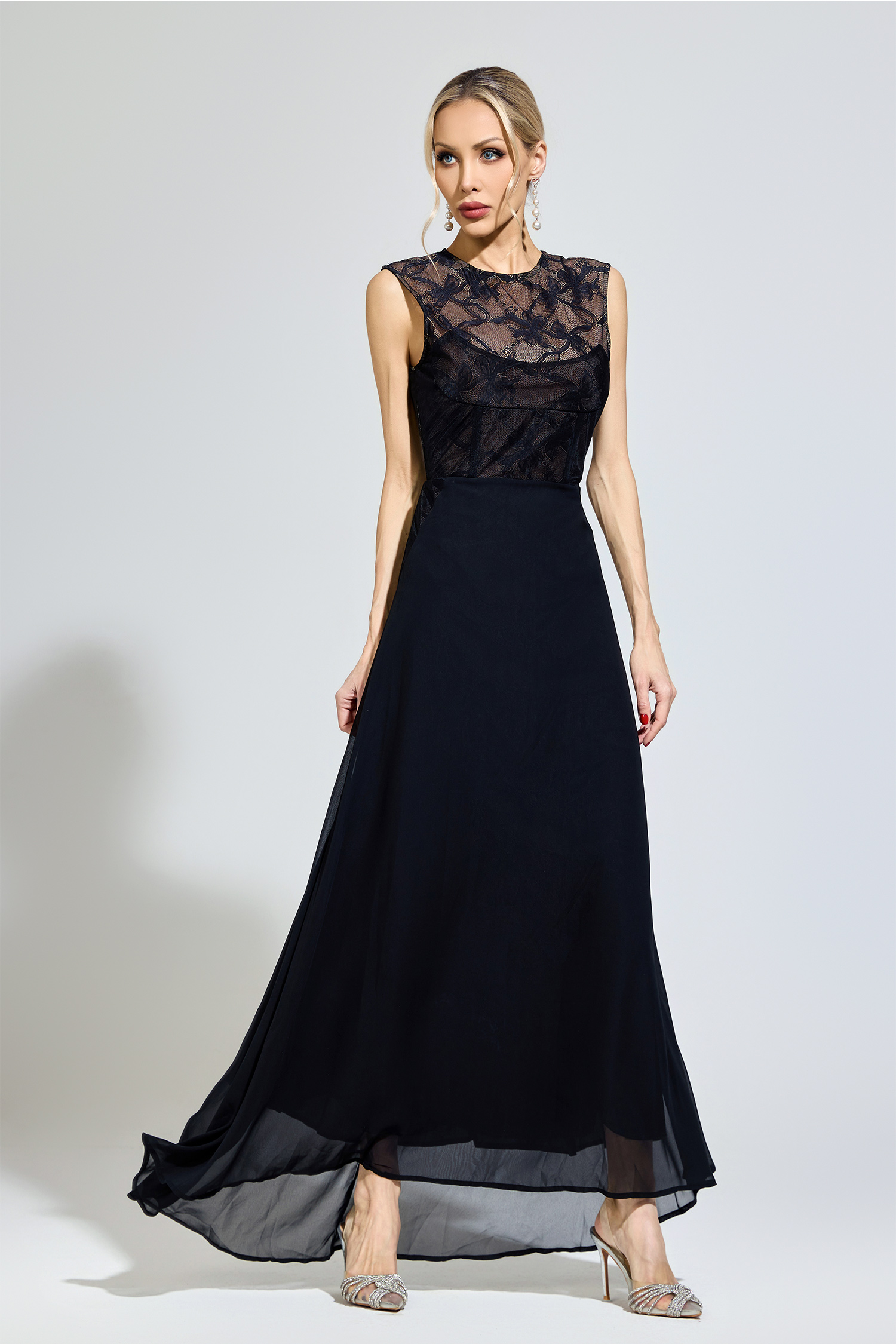 Plato Black Lace Formal Dress