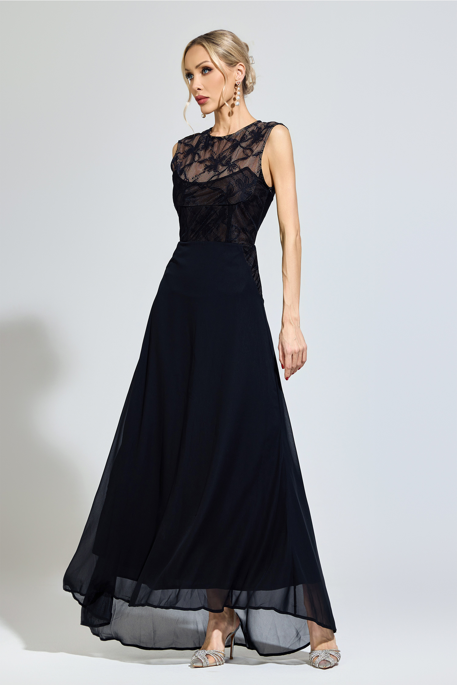 Plato Black Lace Formal Dress