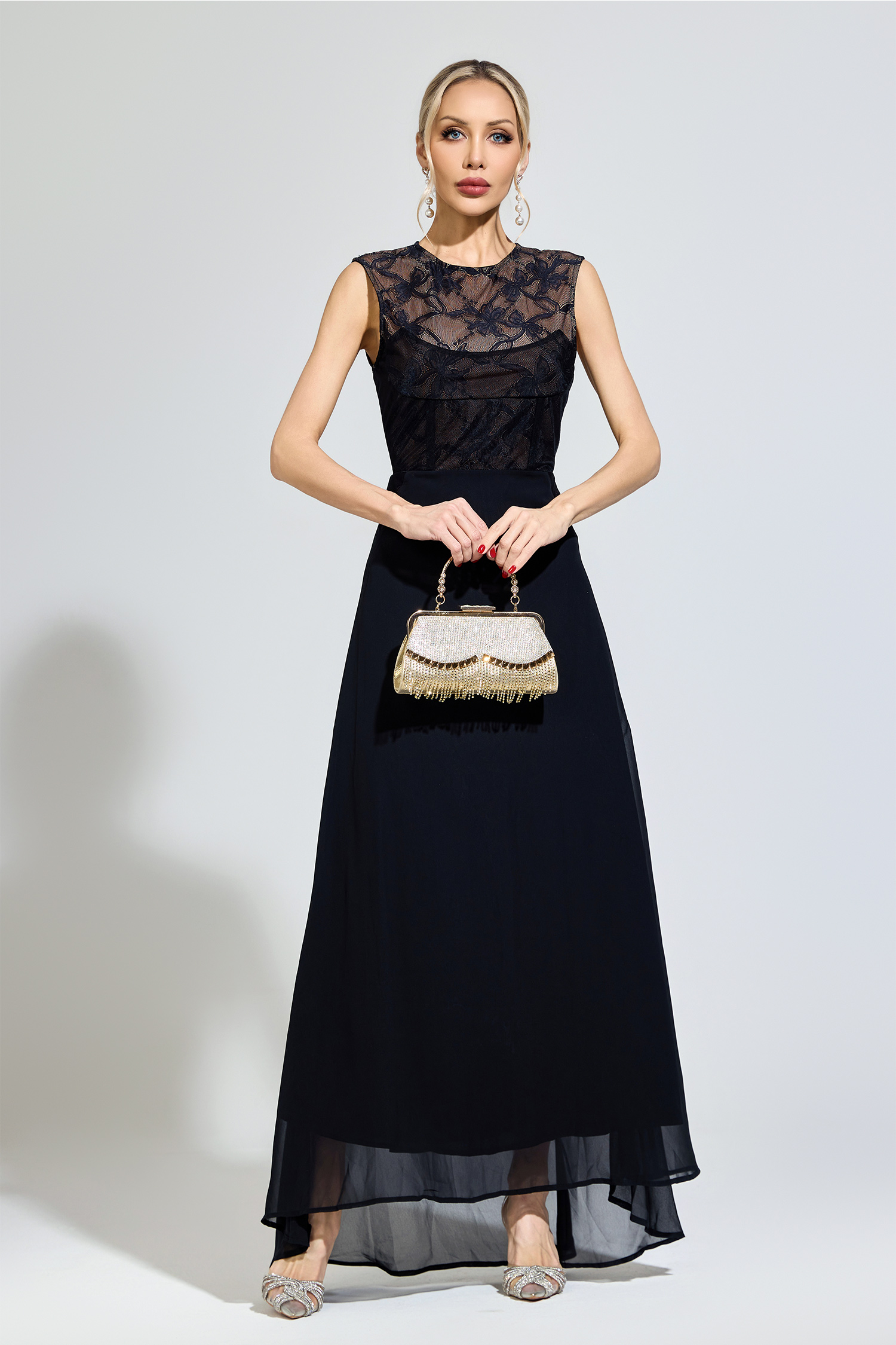 Plato Black Lace Formal Dress