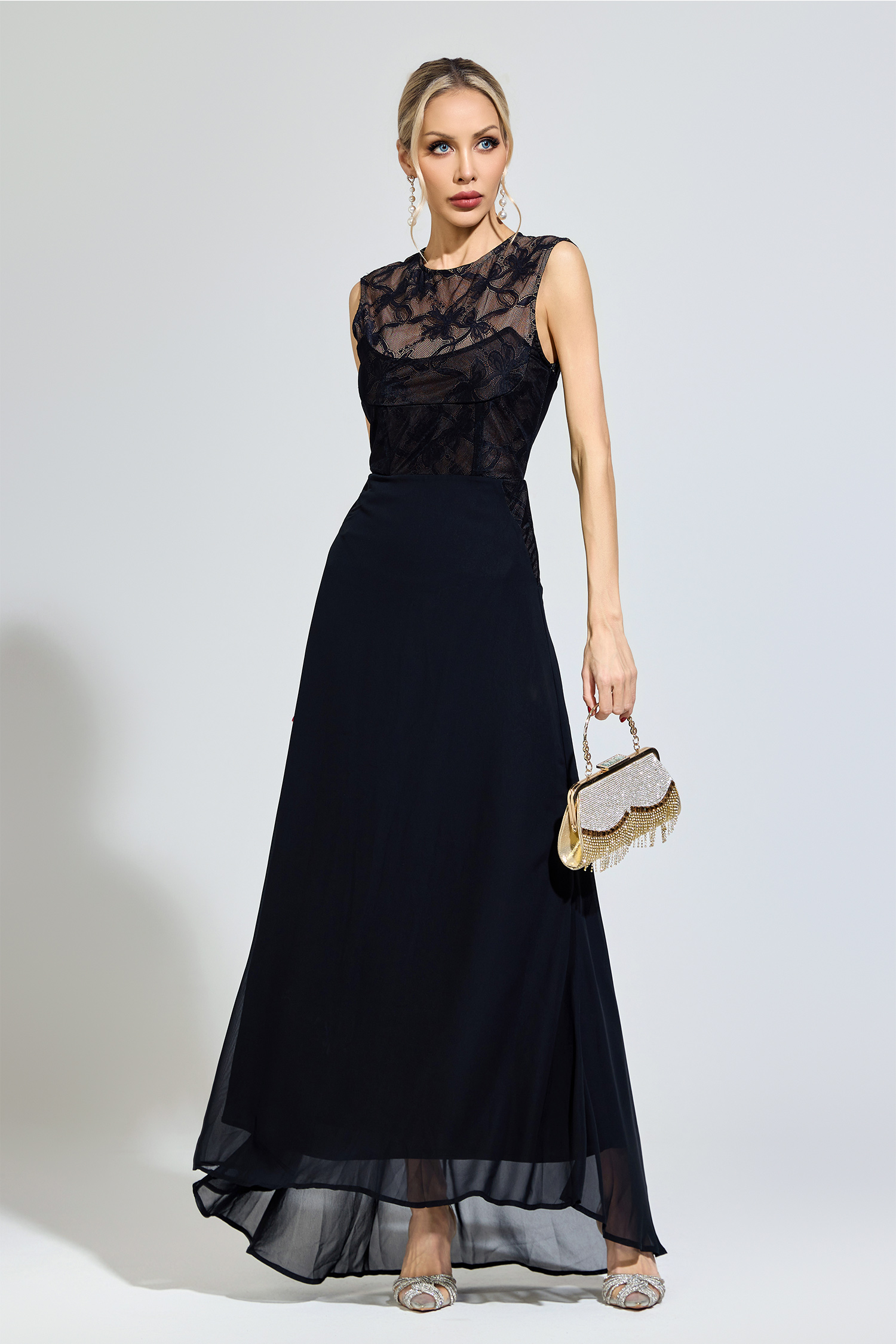 Plato Black Lace Formal Dress