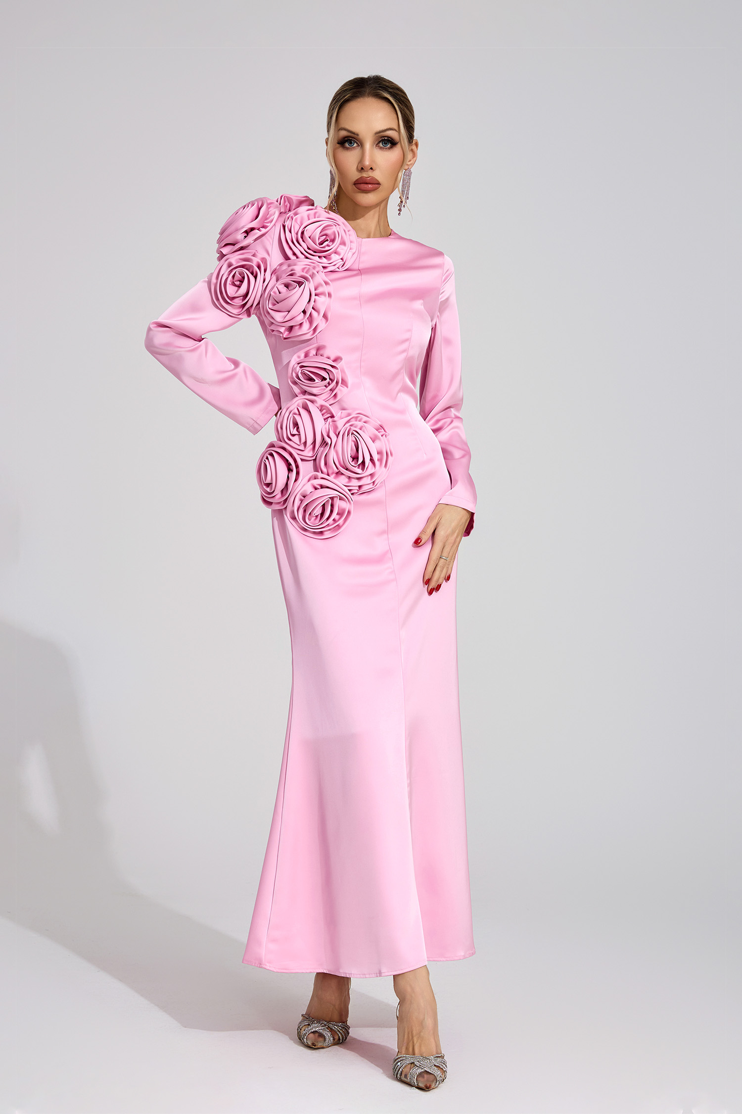 Plex Pink Floral Maxi Dress