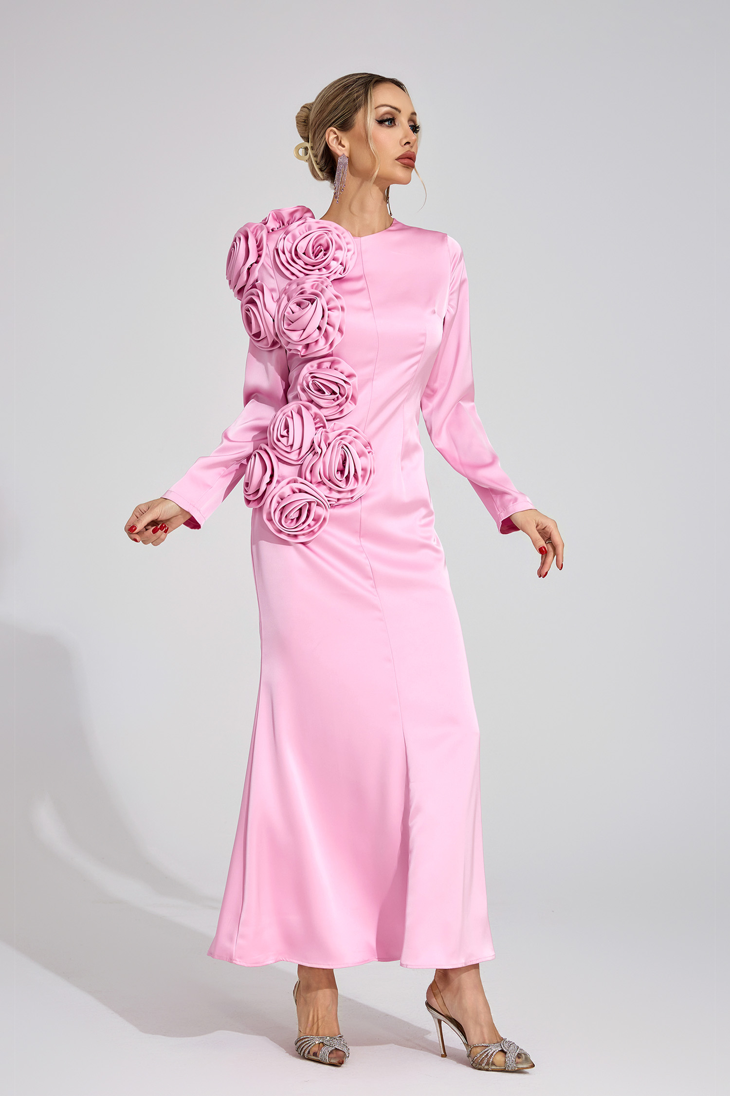 Plex Pink Floral Maxi Dress
