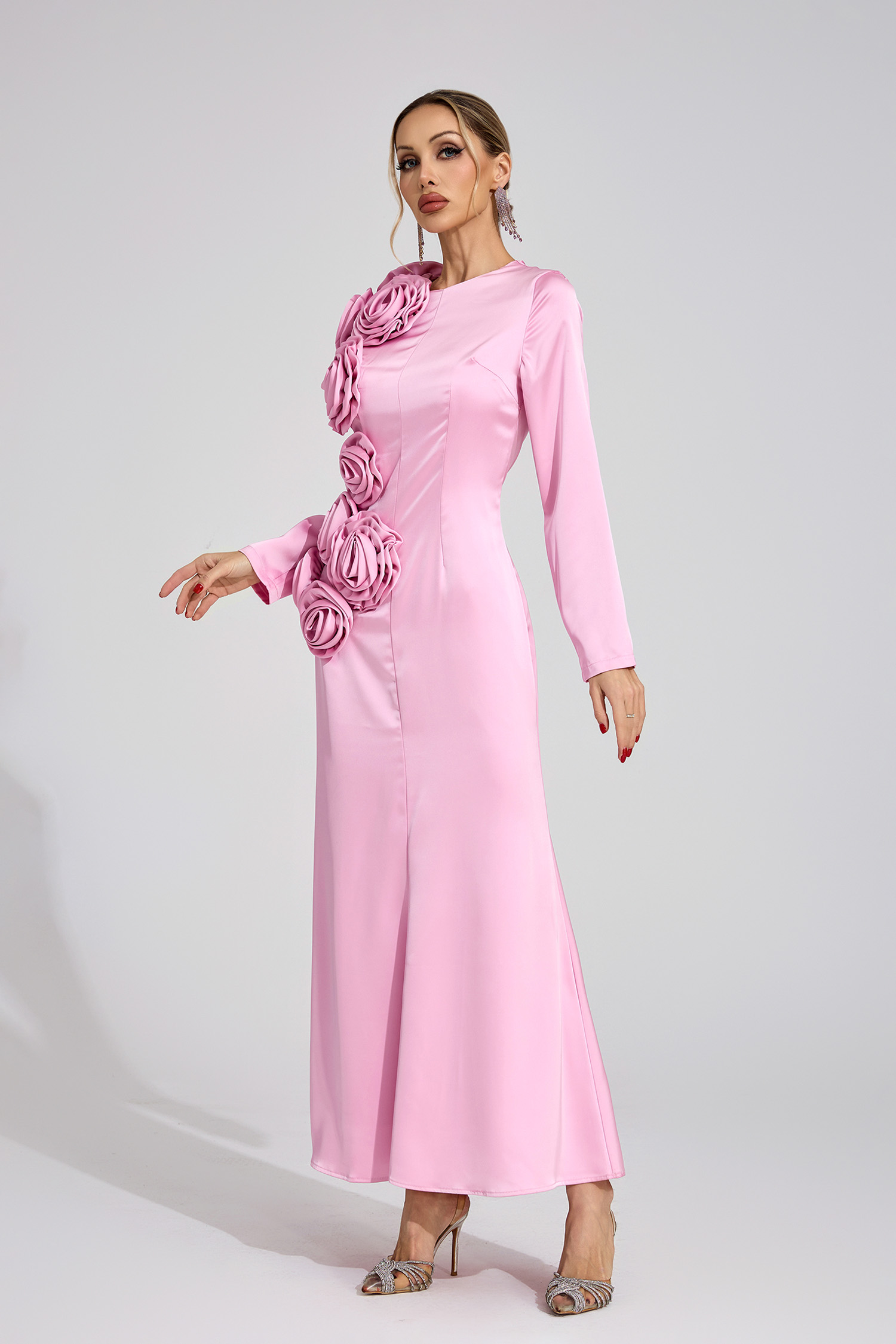 Plex Pink Floral Maxi Dress