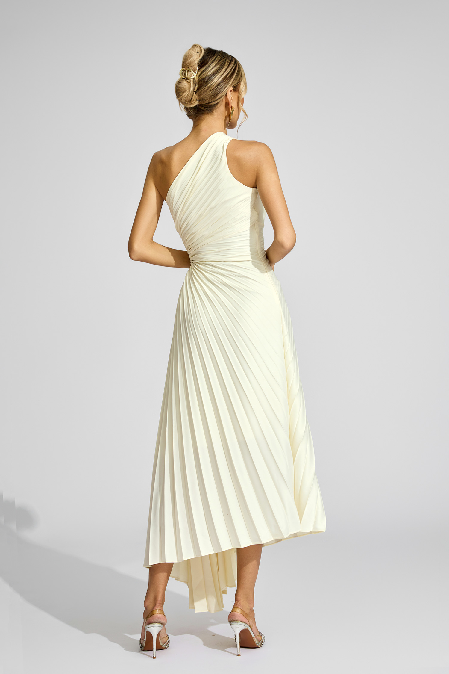 Pound Apricot One Shoulder Pleated Dress