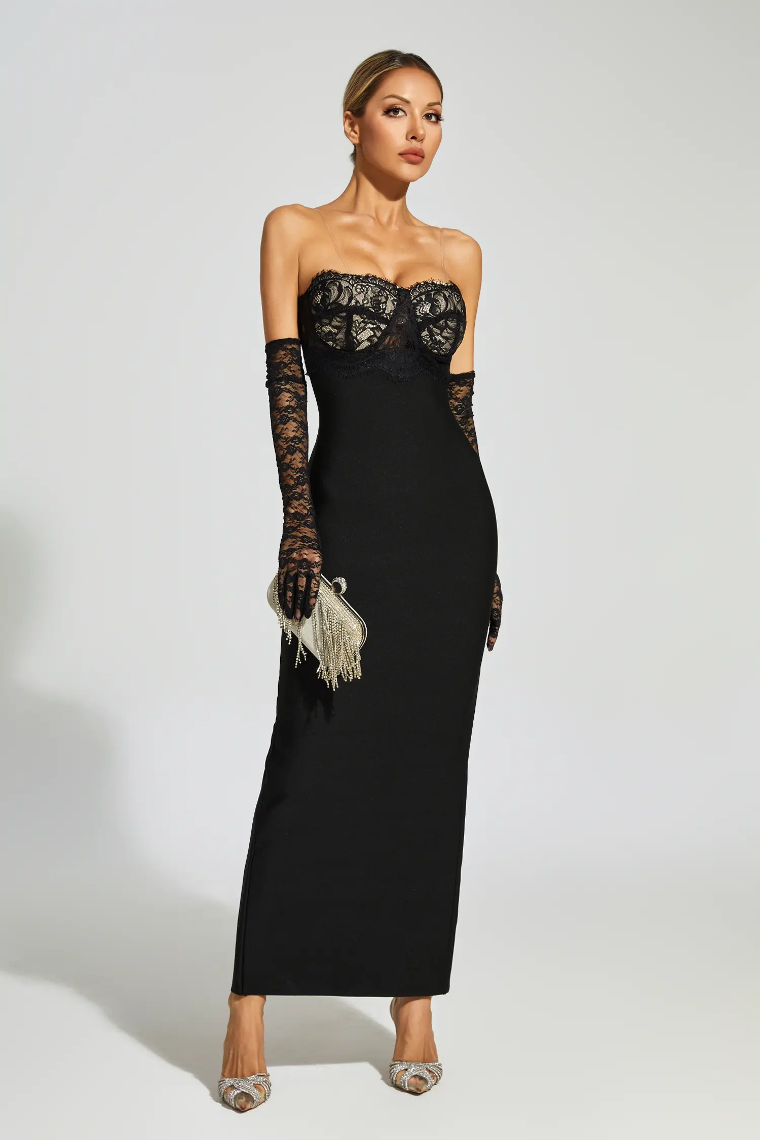 Pritt Black Off Shoulder Bandage Dress-CATCHALL