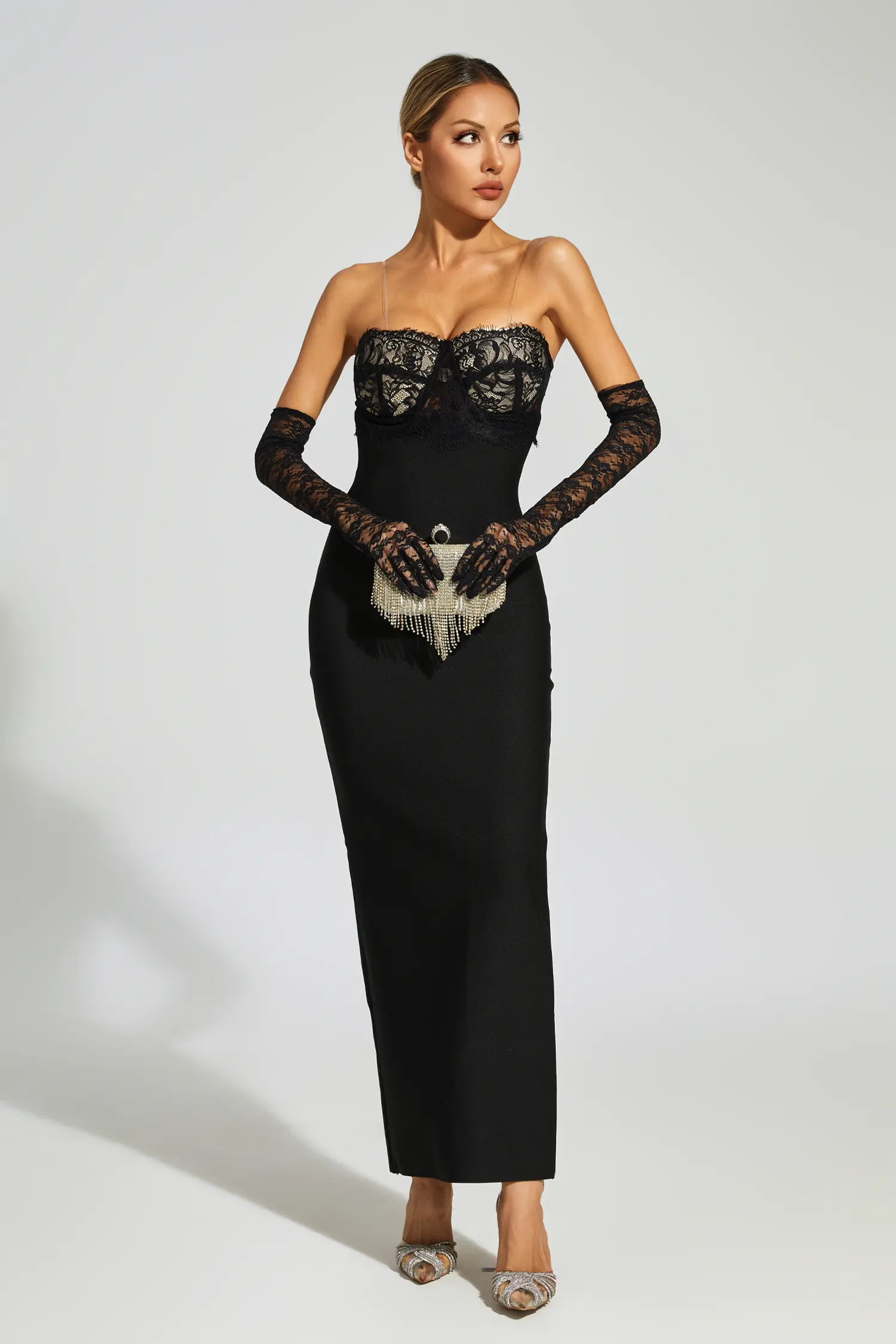 Pritt Black Off Shoulder Bandage Dress-CATCHALL