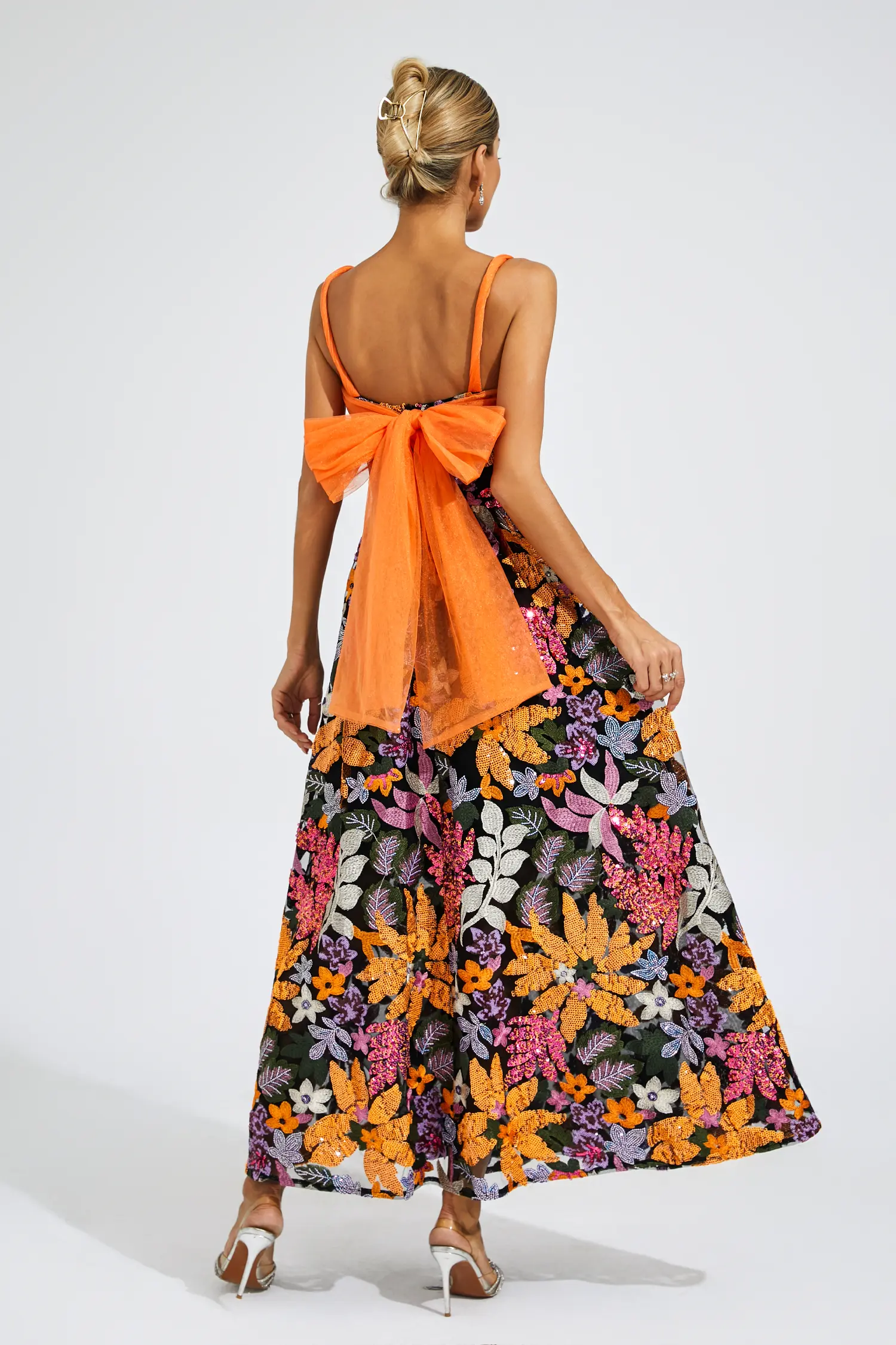 Quentin Floral Sequins Slip Maxi Dress-CATCHALL