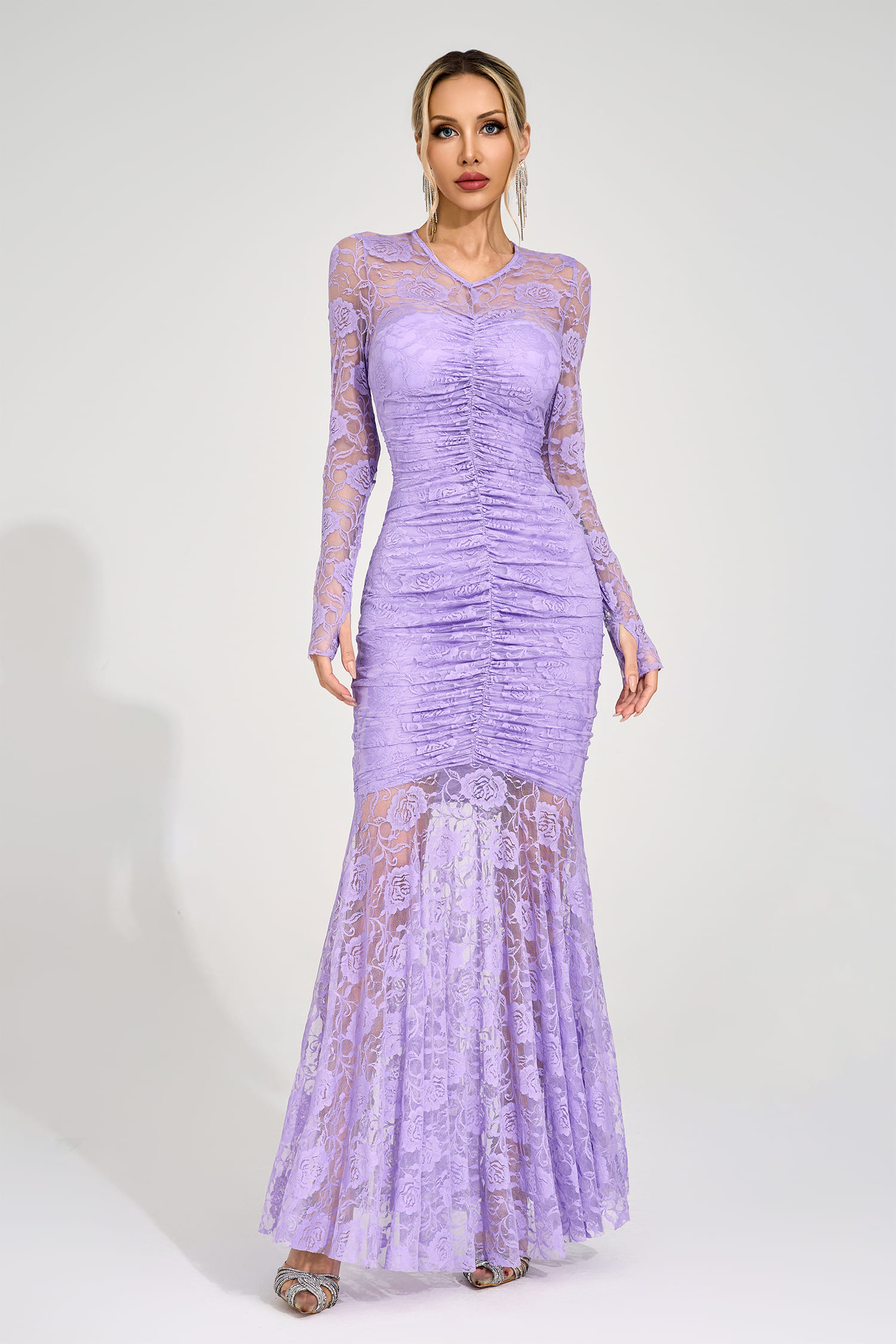 Ragnhild Purple Pleated Maxi Dress