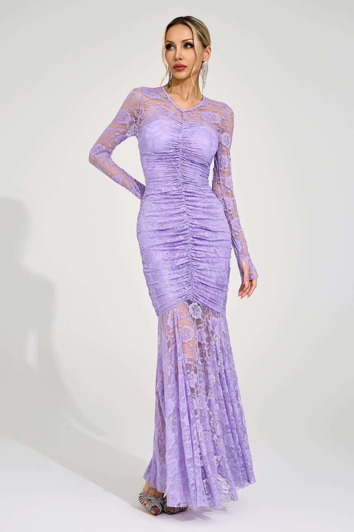 Ragnhild Purple Pleated Maxi Dress