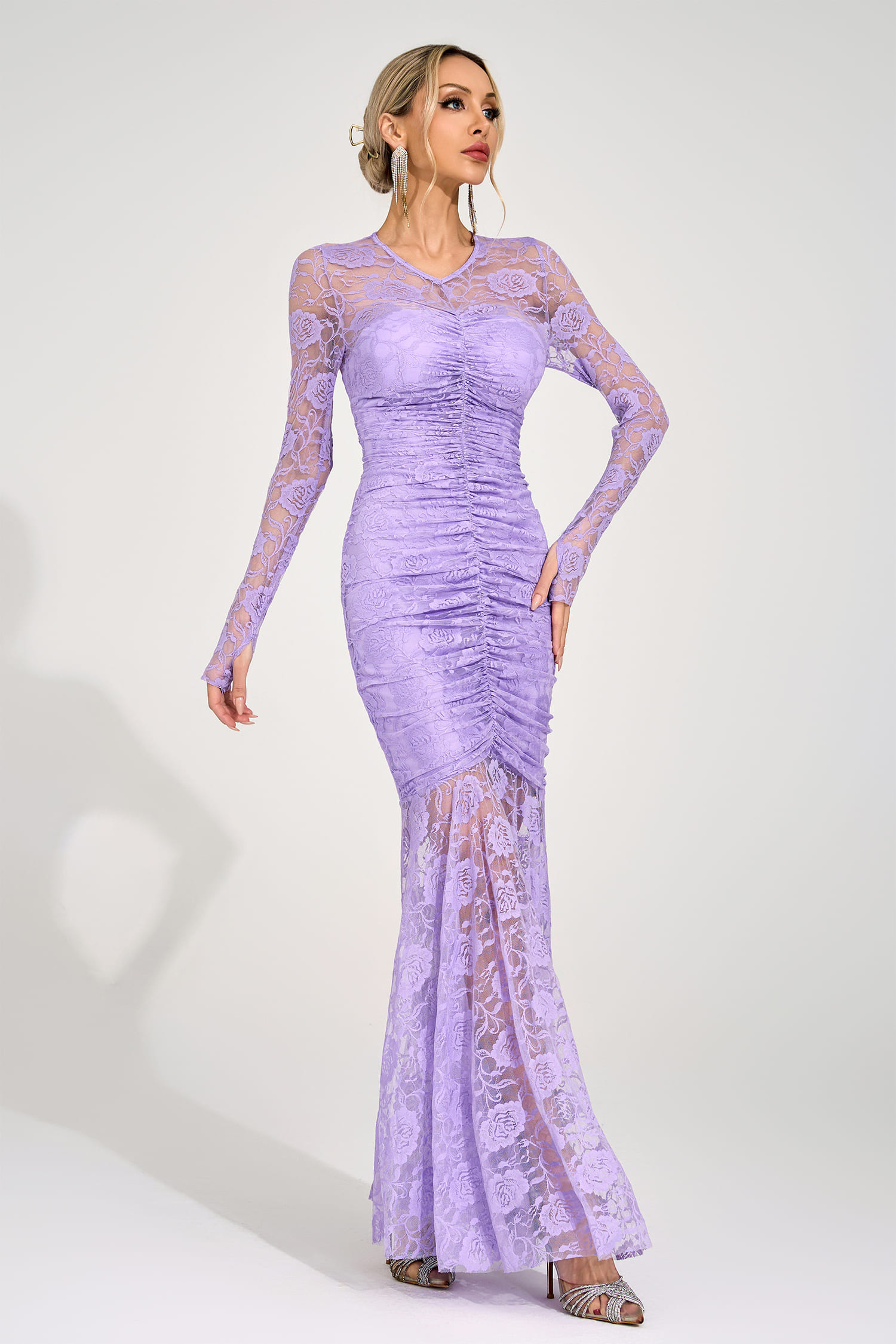 Ragnhild Purple Pleated Maxi Dress