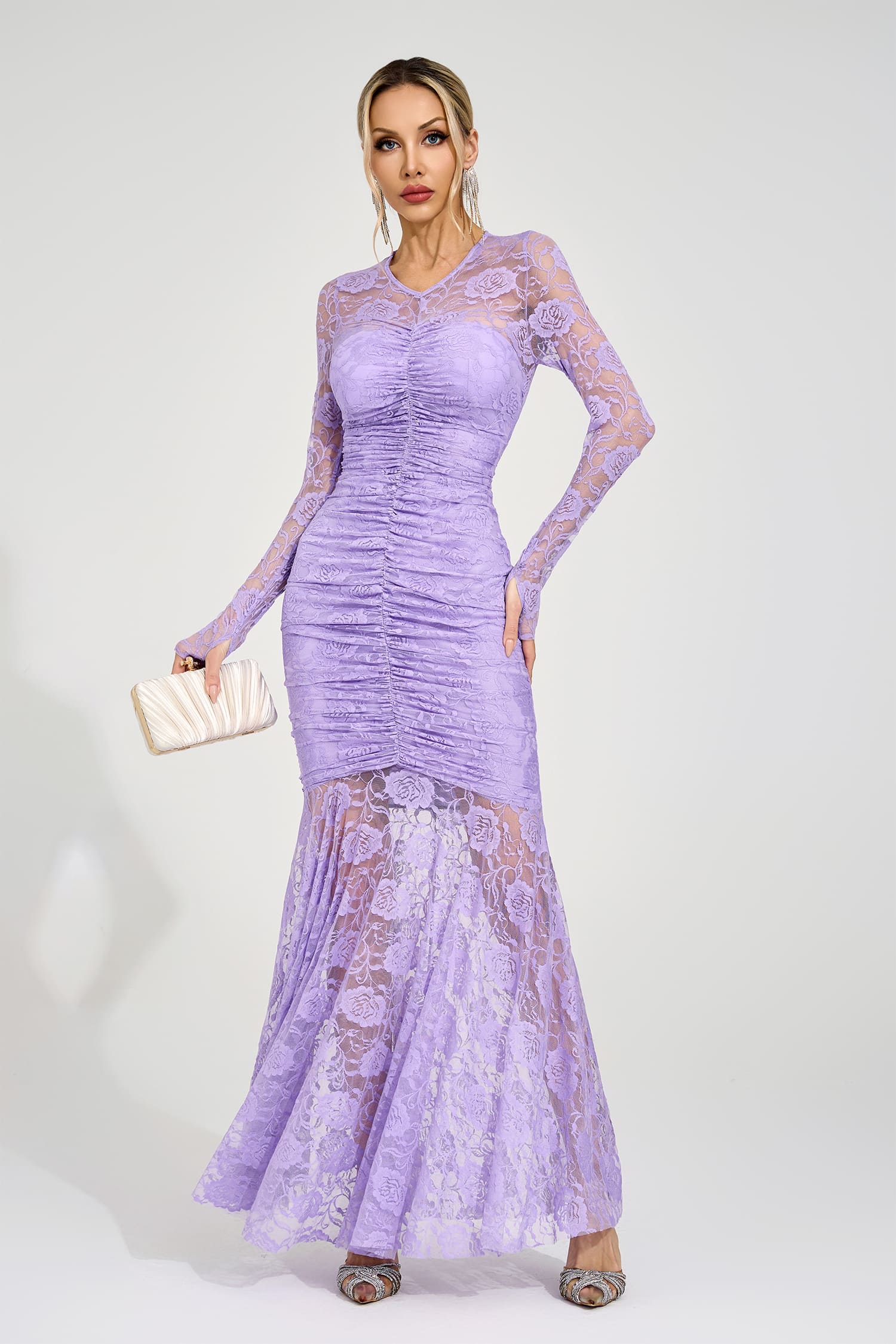 Ragnhild Purple Pleated Maxi Dress