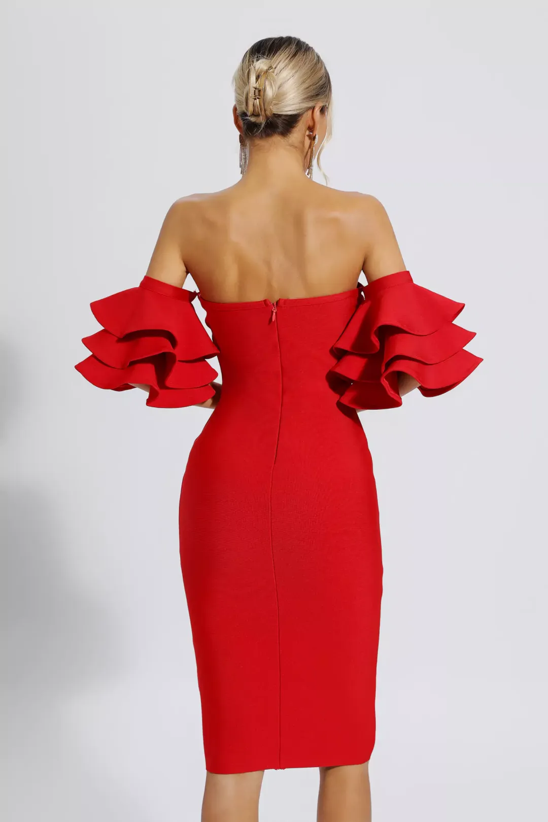 Raya Red Bandage Bridesmaid Midi Dress