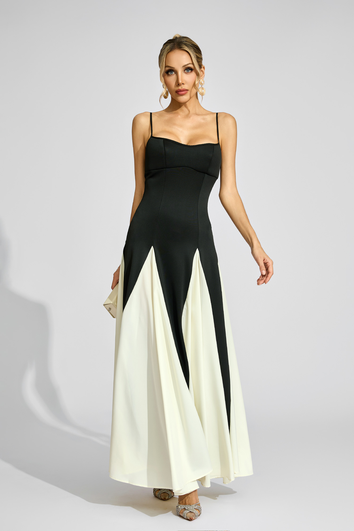 Raymond Black White Contrast Slip Dress