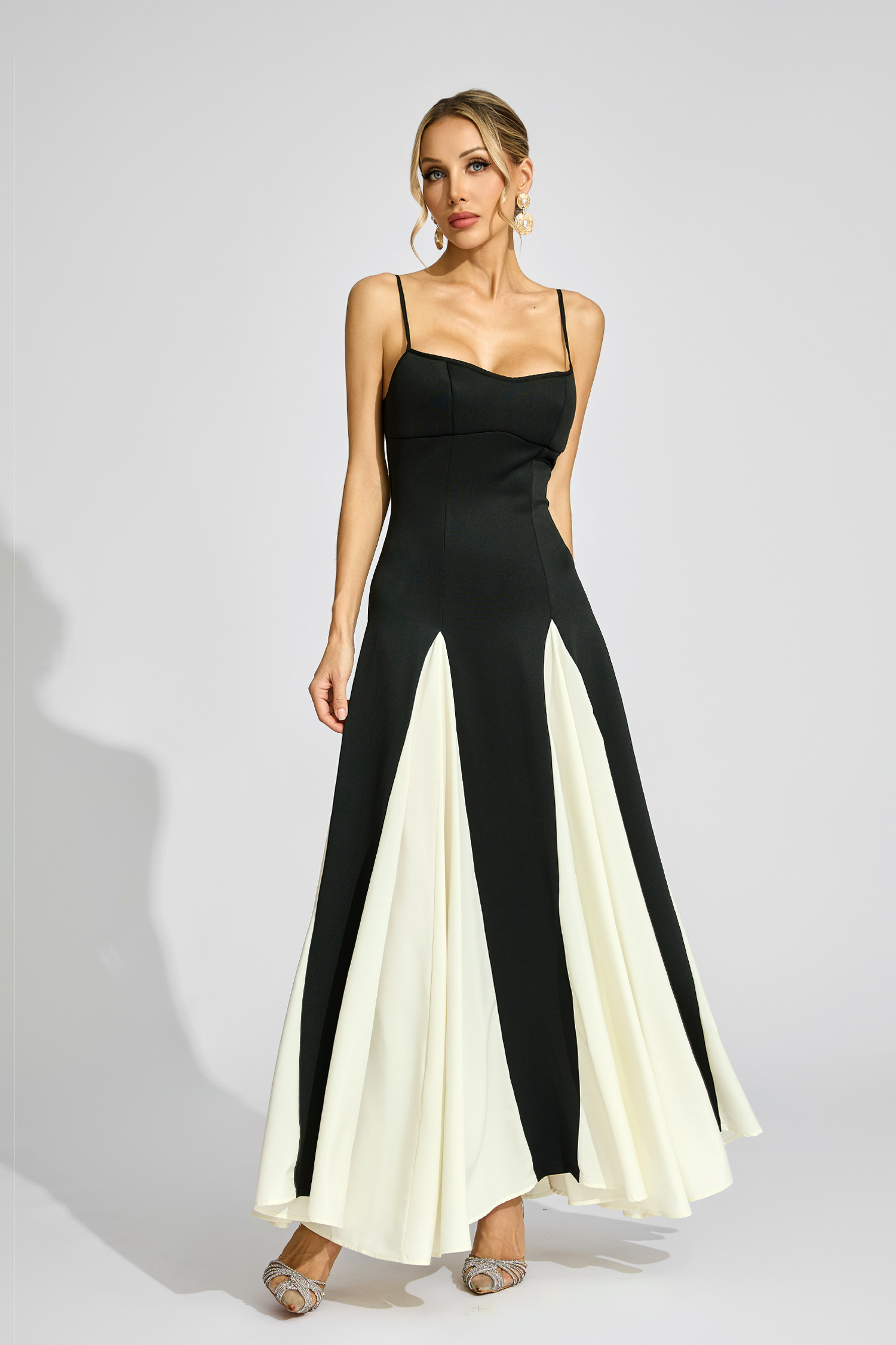 Raymond Black White Contrast Slip Dress