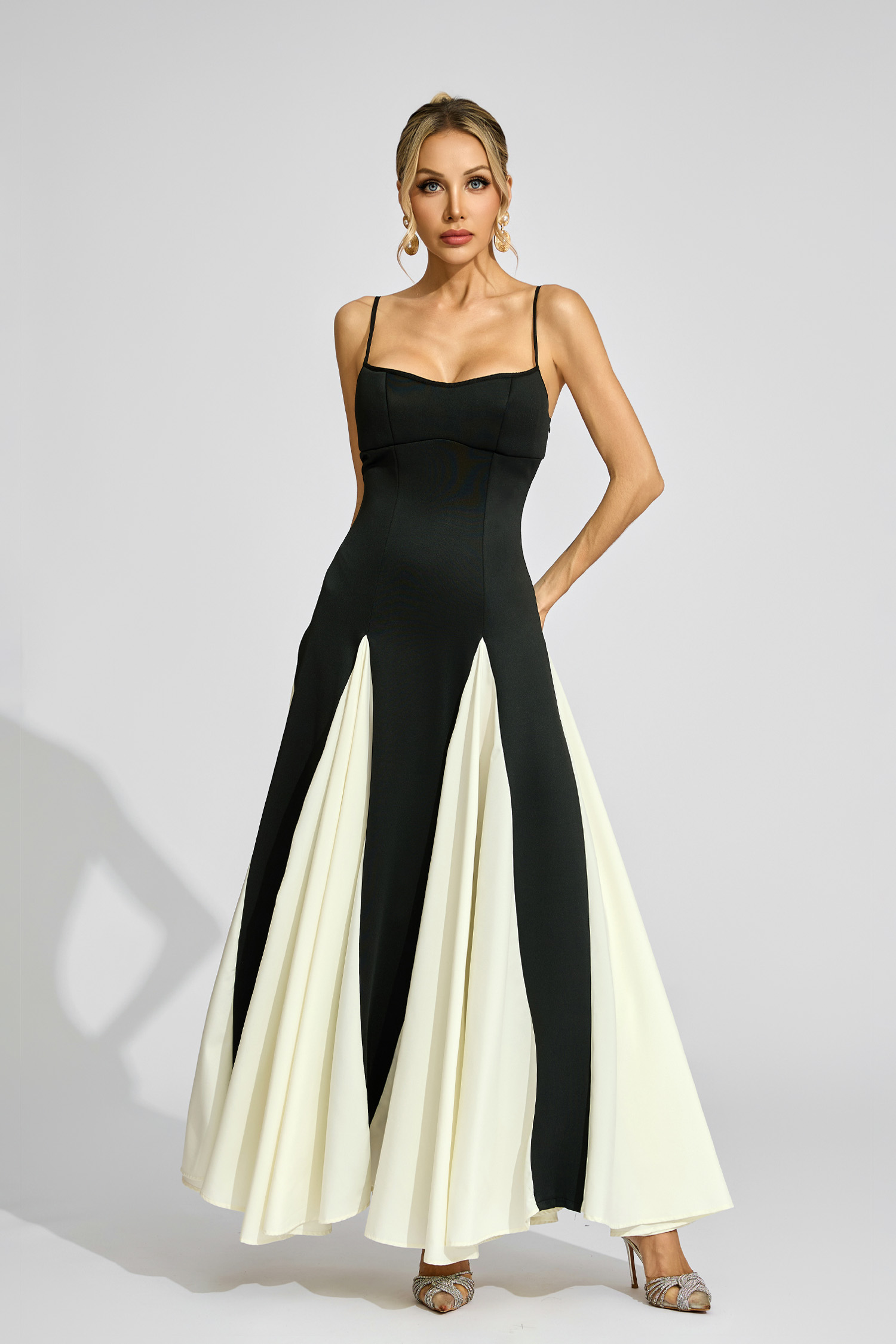 Raymond Black White Contrast Slip Dress