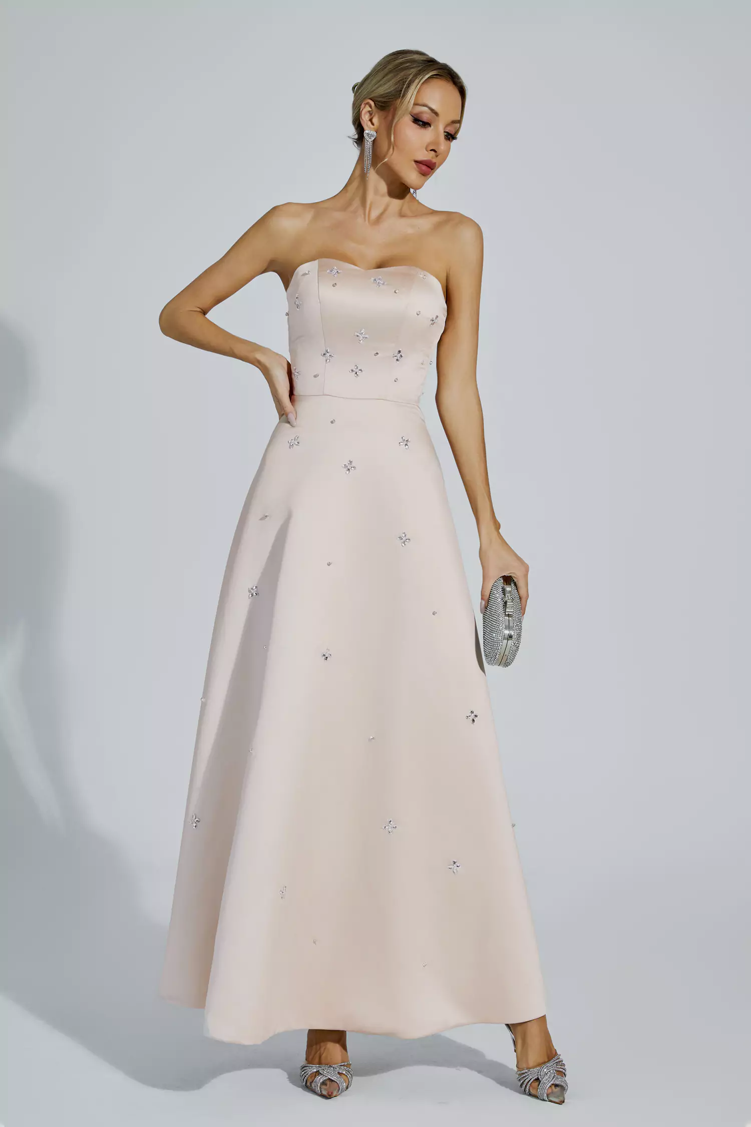 Rayne Champagne Off-shoulder Dress-CATCHALL