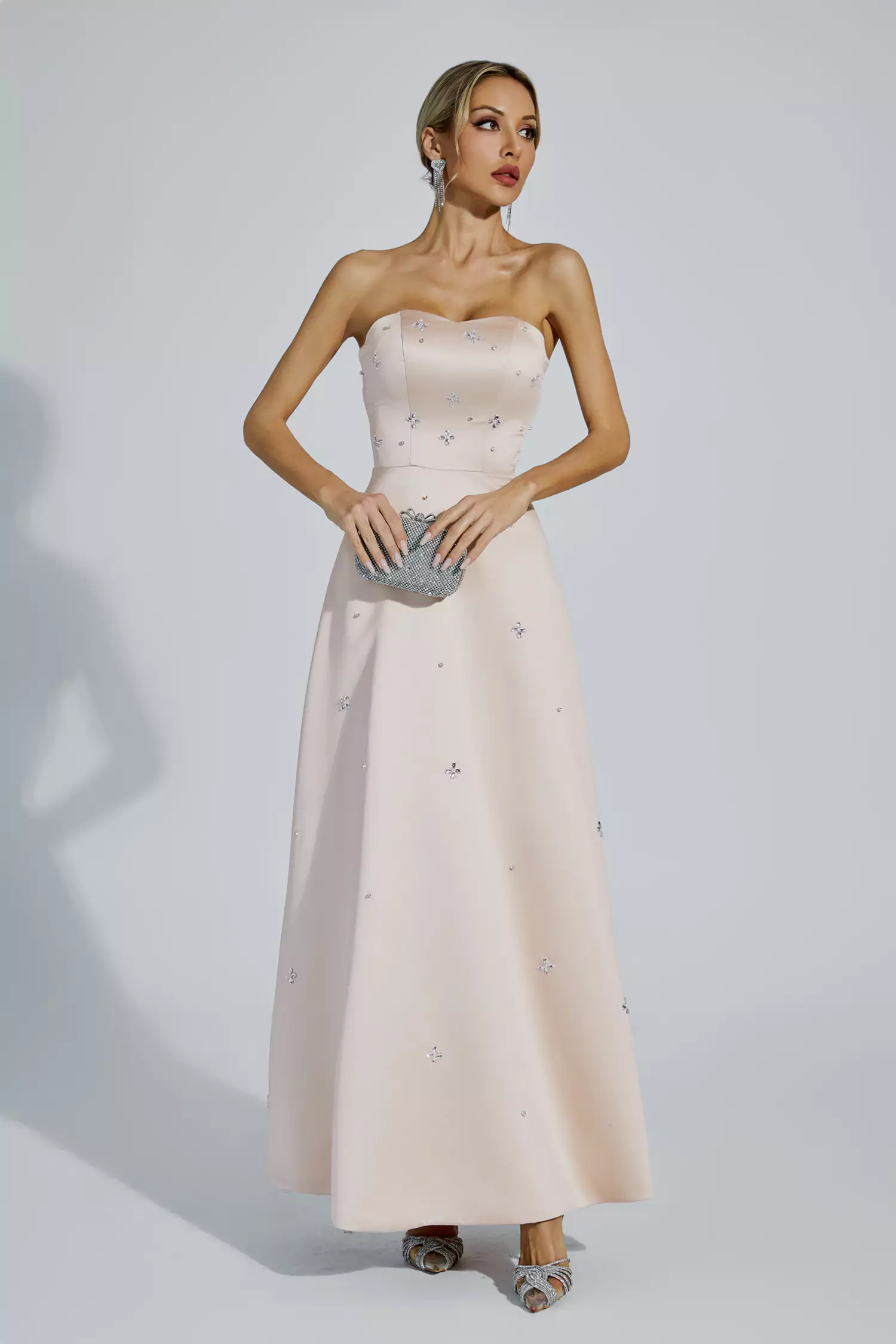 Rayne Champagne Off-shoulder Dress-CATCHALL