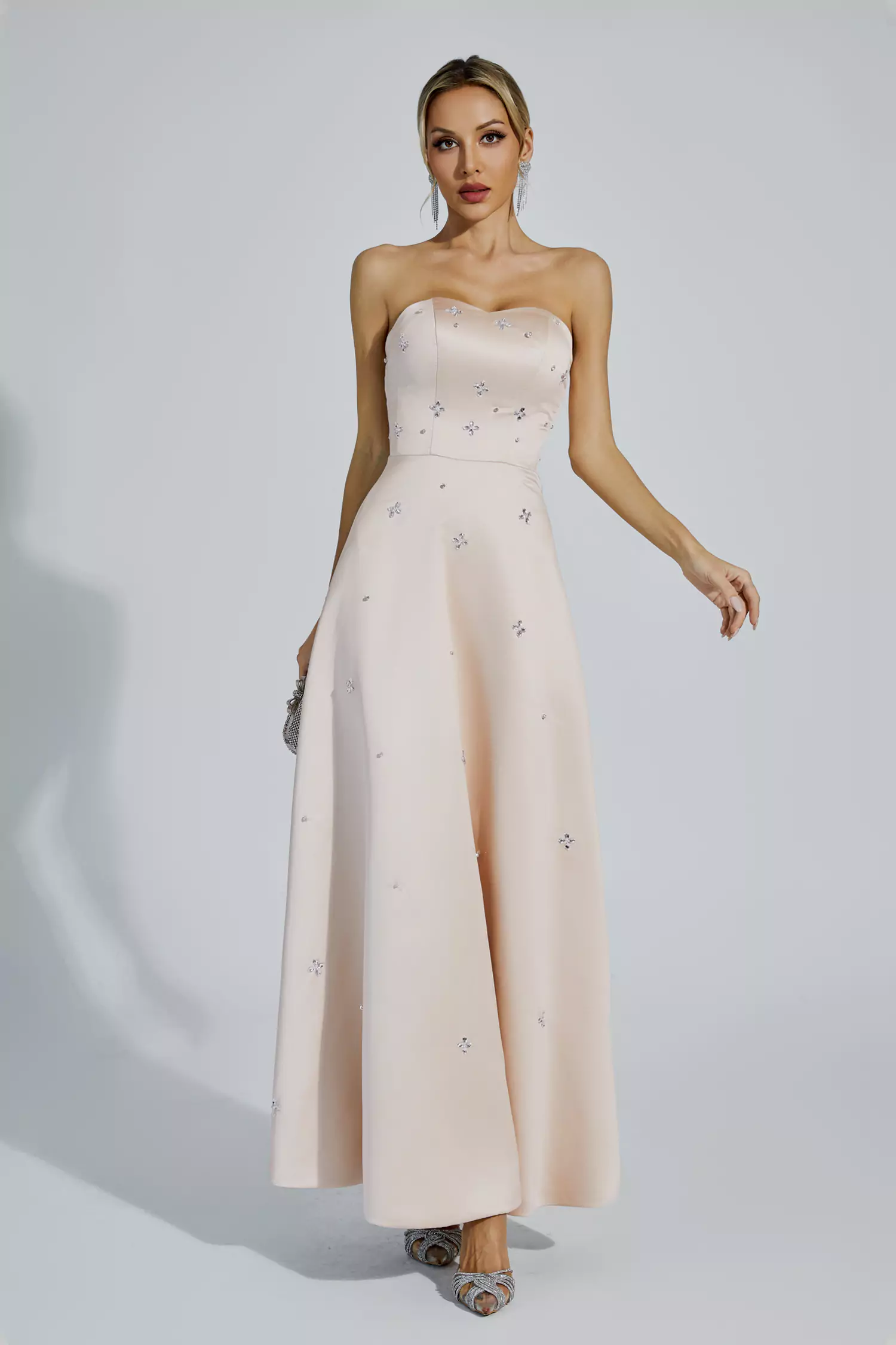Rayne Champagne Off-shoulder Dress