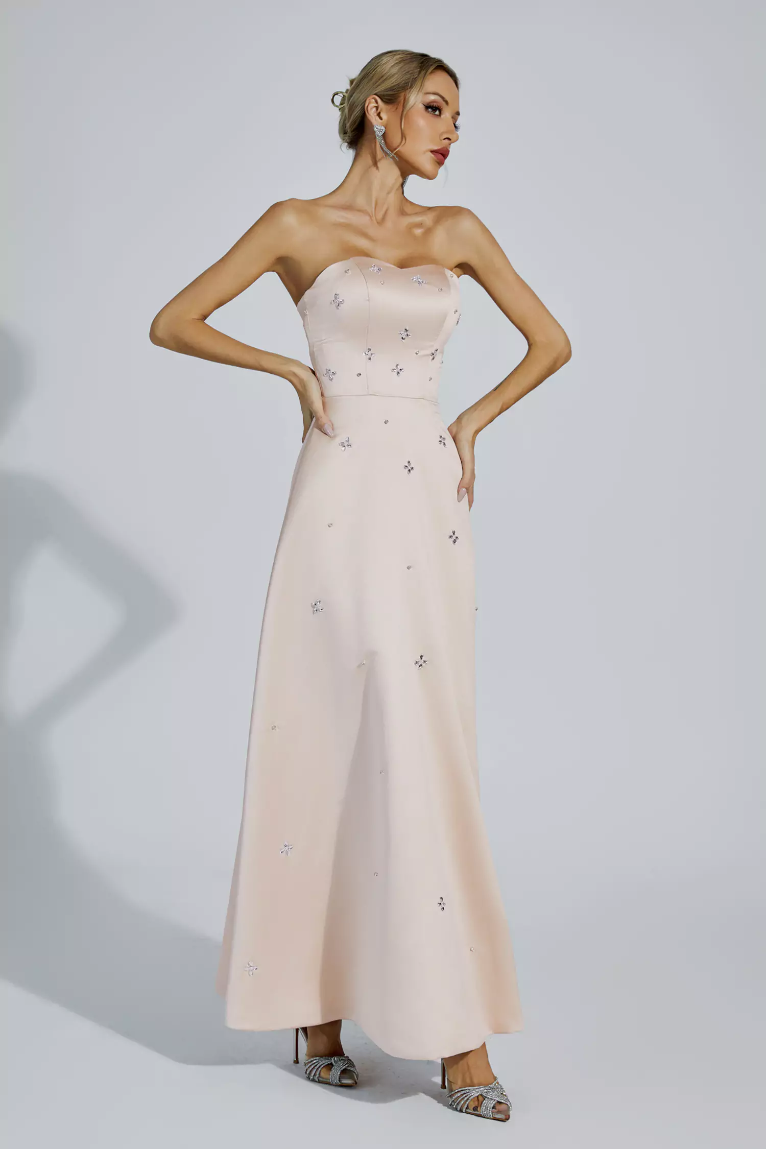 Rayne Champagne Off-shoulder Dress-CATCHALL