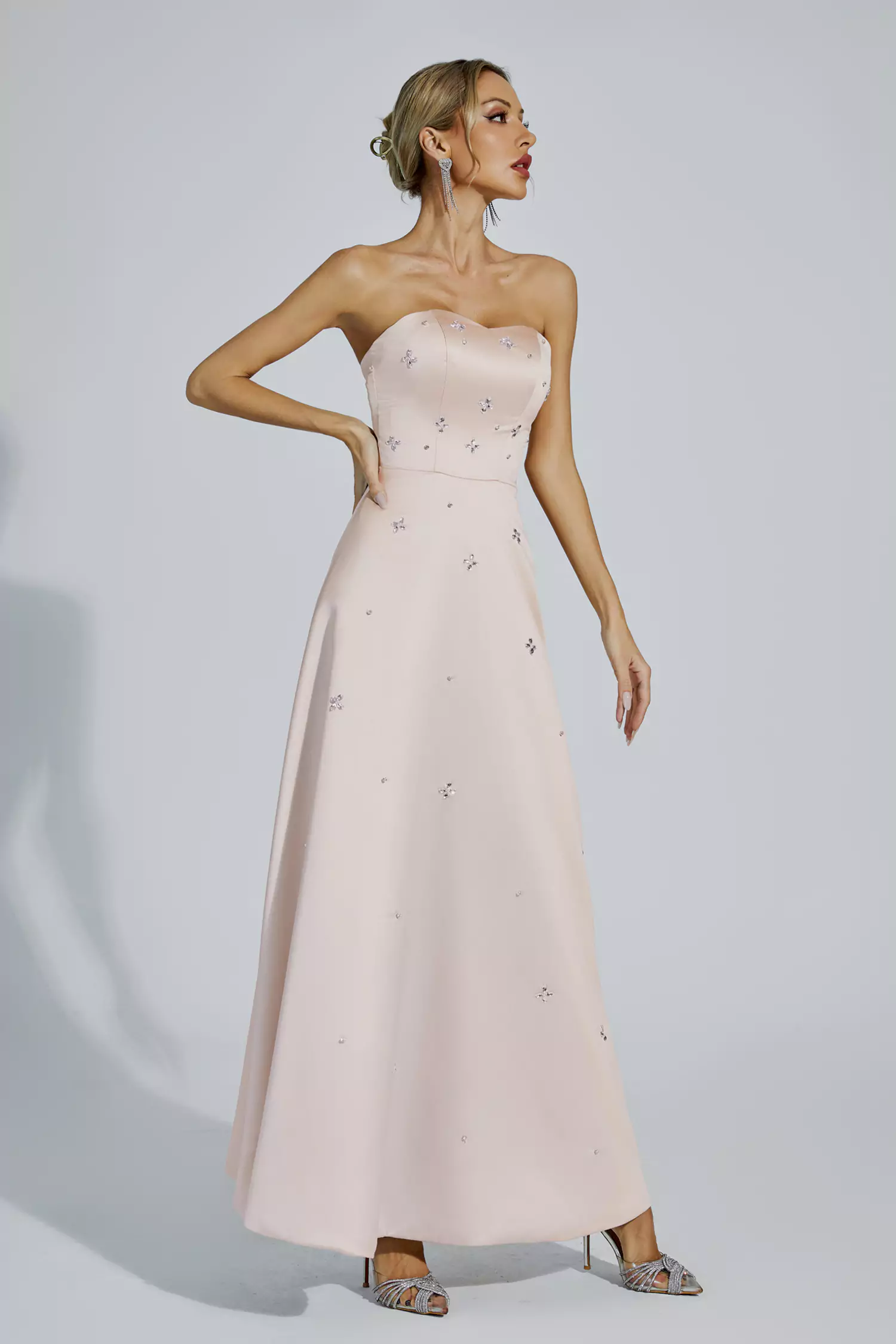 Rayne Champagne Off-shoulder Dress-CATCHALL