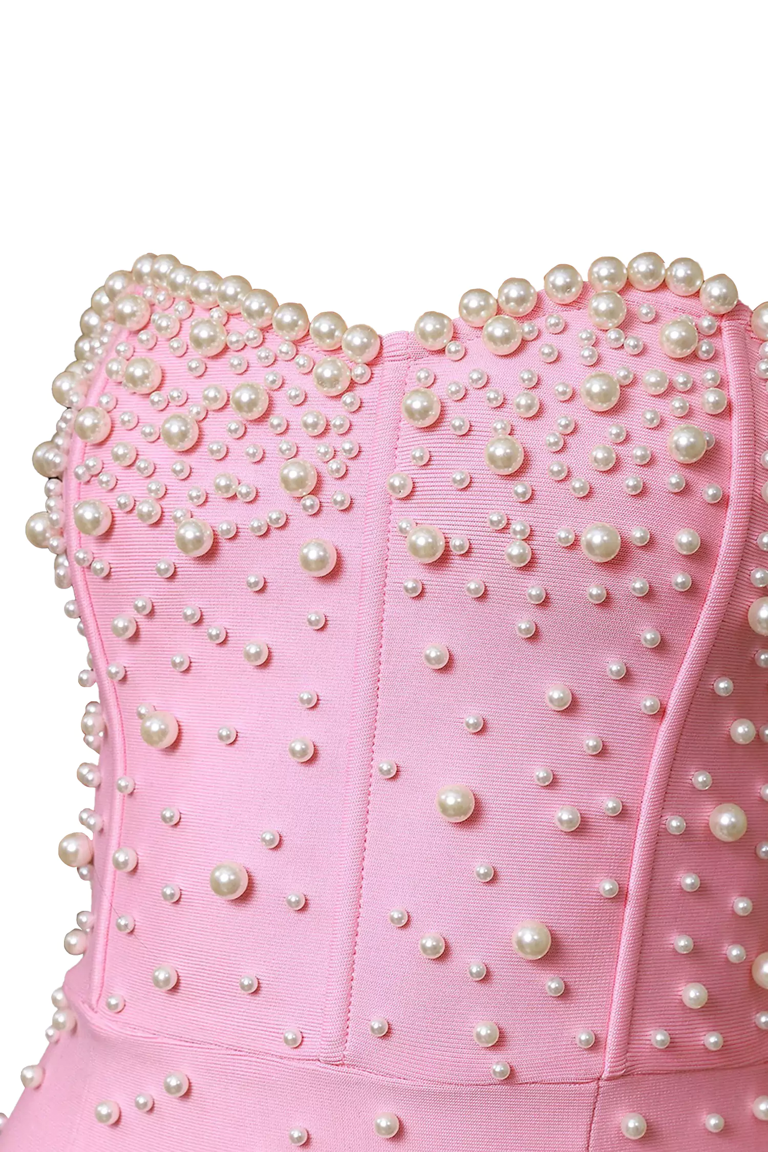 Rebekah Pink Beaded Bandage Dress-CATCHALL