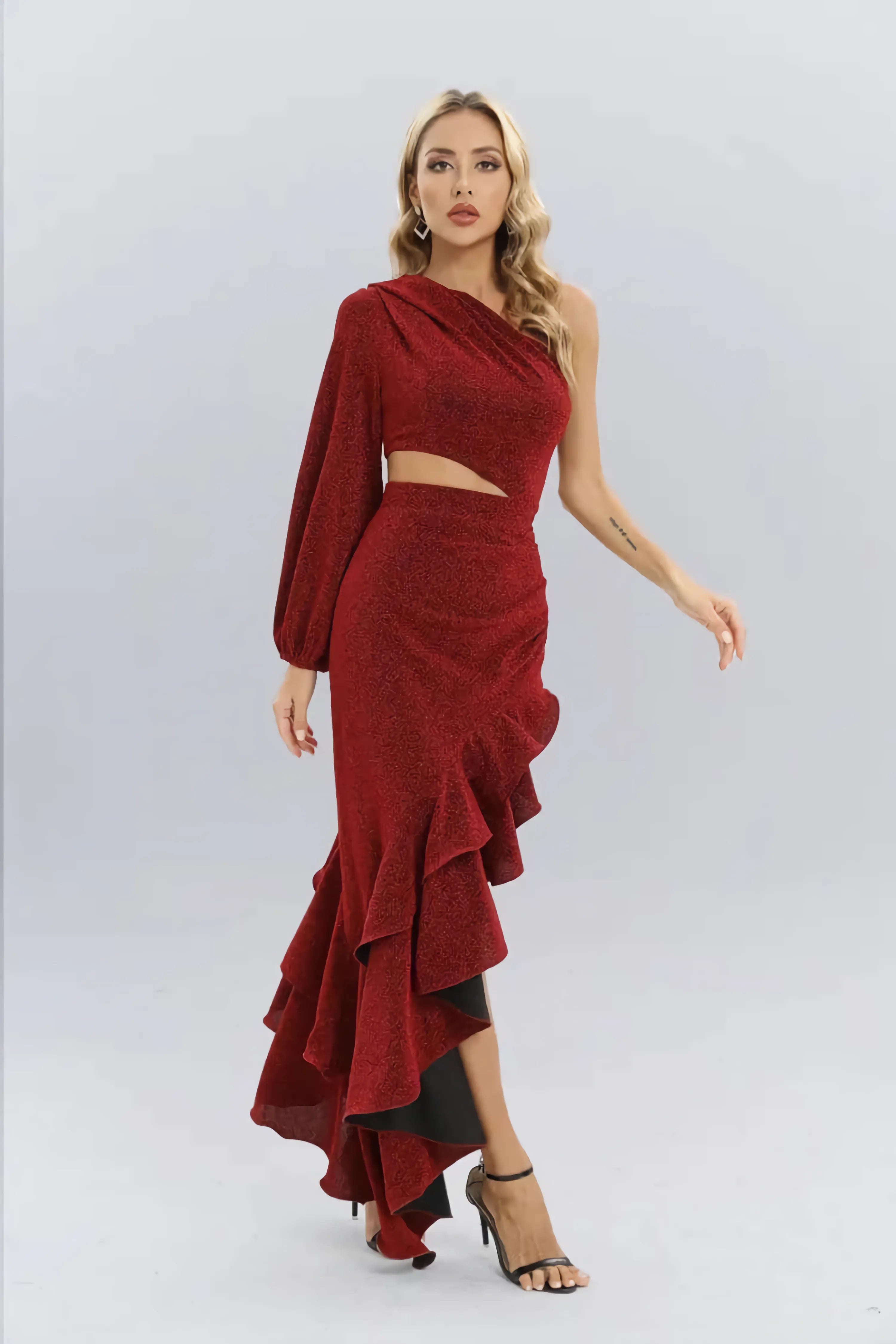 Andrea Red Velvet Bandage Maxi Dress - Catchall