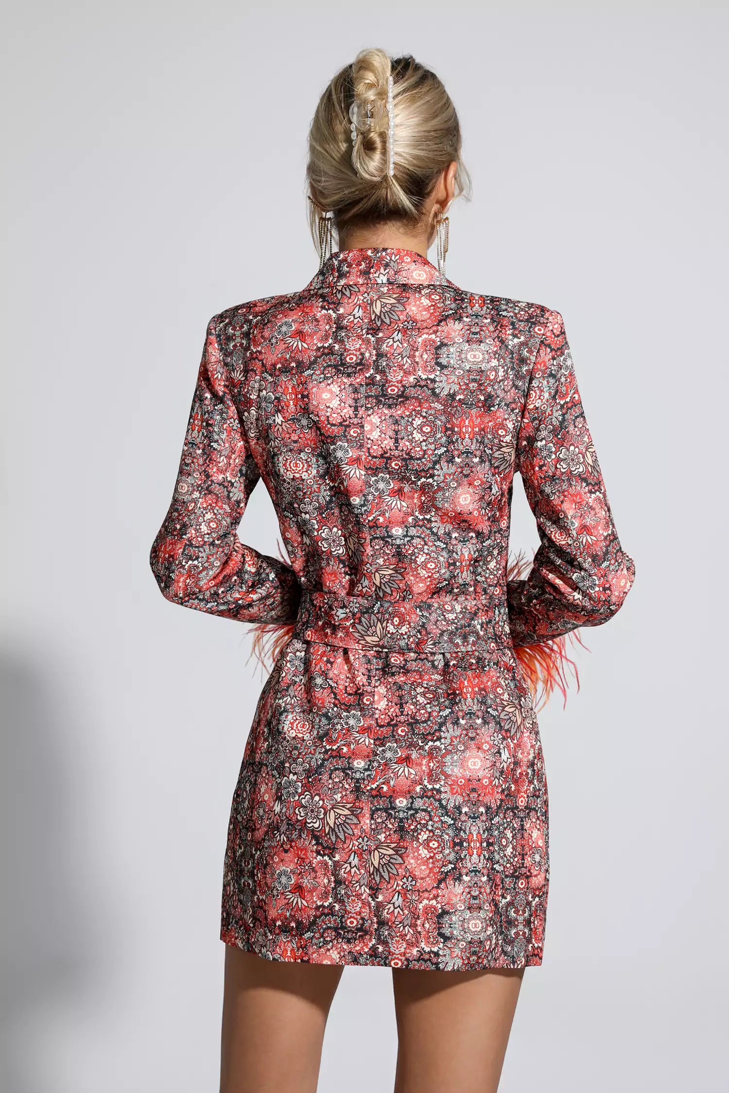 Remington Floral Feather Mini Dress-CATCHALL